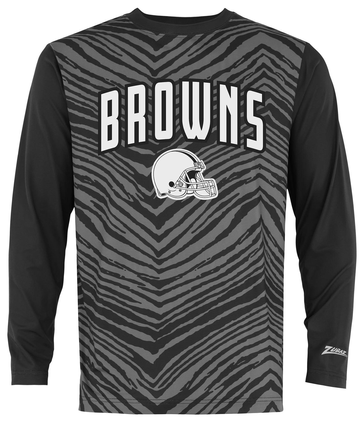 Zubaz NFL Men's Zebra Fade Black Tonal Long Sleeve T-Shirt, Cleveland Browns