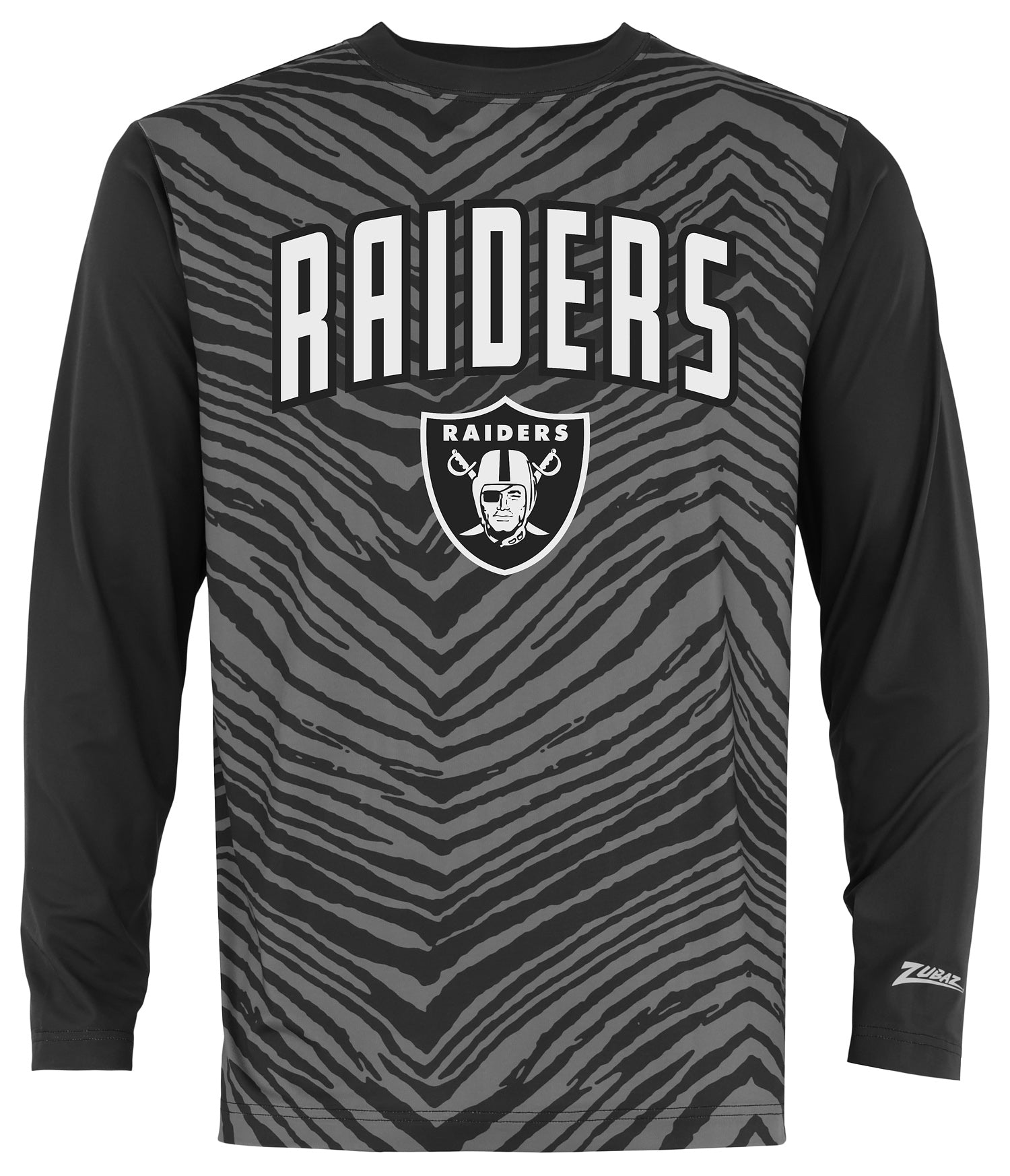 Zubaz NFL Men's Zebra Fade Black Tonal Long Sleeve T-Shirt, Las Vegas Raiders