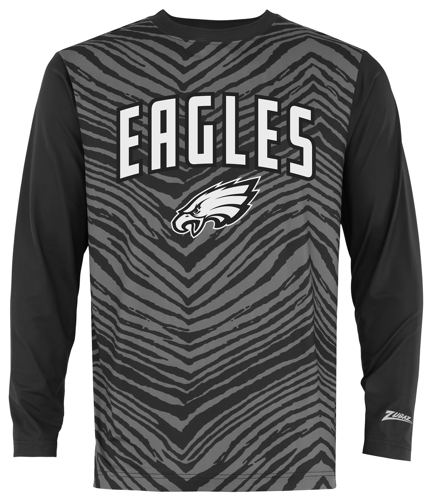 Zubaz NFL Men's Zebra Fade Black Tonal Long Sleeve T-Shirt, Philadelphia Eagles