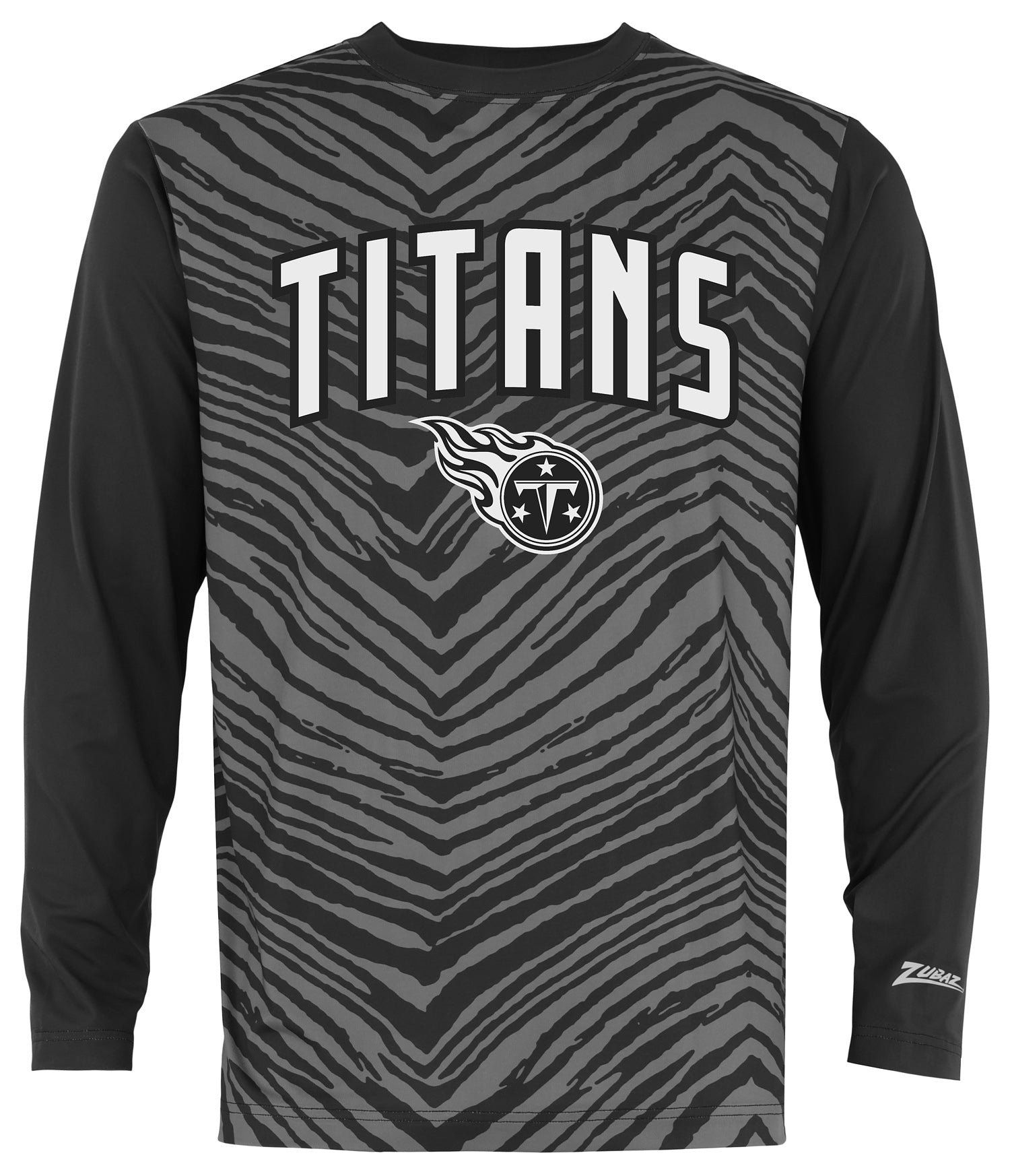 Zubaz NFL Men's Zebra Fade Black Tonal Long Sleeve T-Shirt, Tennessee