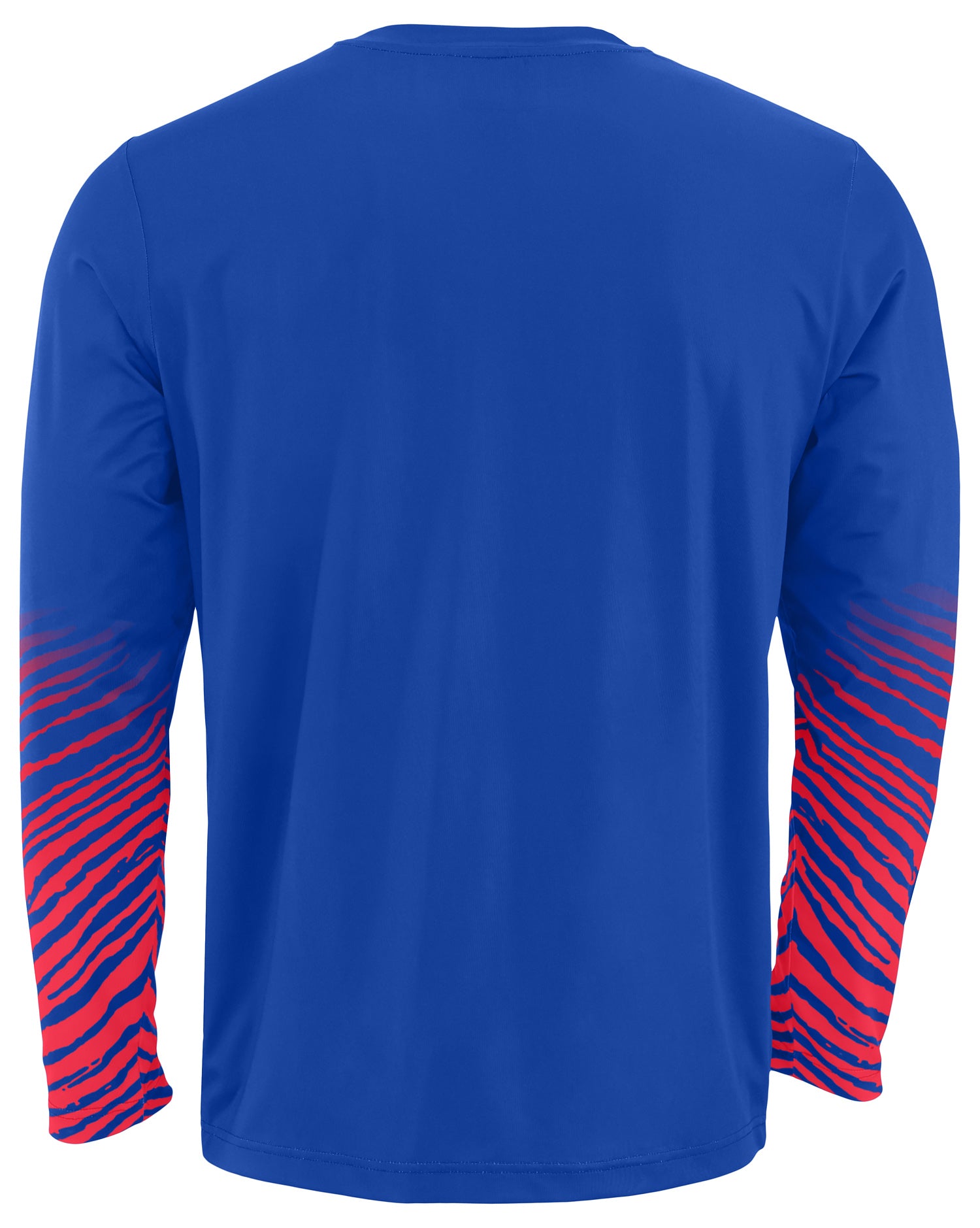 Zubaz NFL Men's Team Color Zebra Fade Sleeves Long Sleeve T-Shirt, Buf