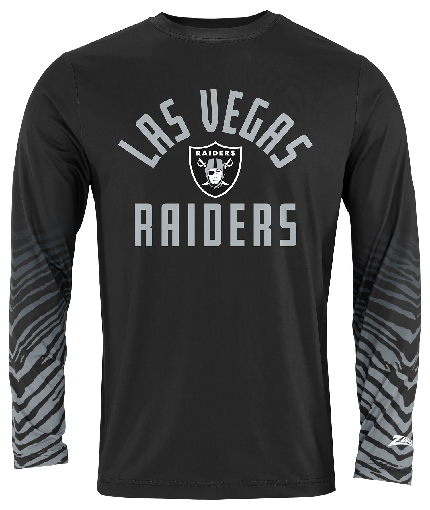 Zubaz NFL Men's Team Color Zebra Fade Sleeves Long Sleeve T-Shirt, Las Vegas Raiders