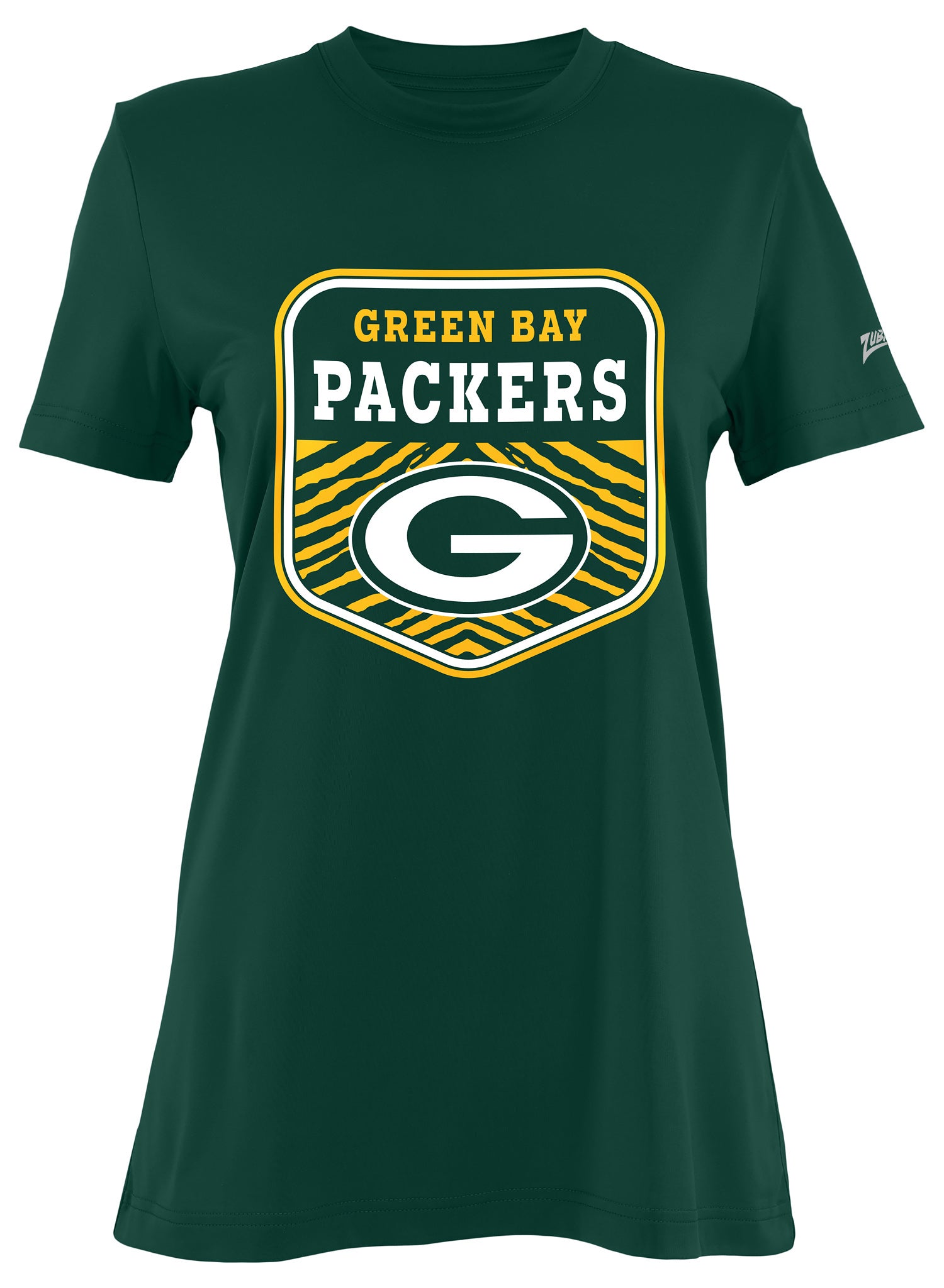 Zubaz NFL Women's Kicker Team Color Short Sleeve T-Shirt, Green Bay Packers