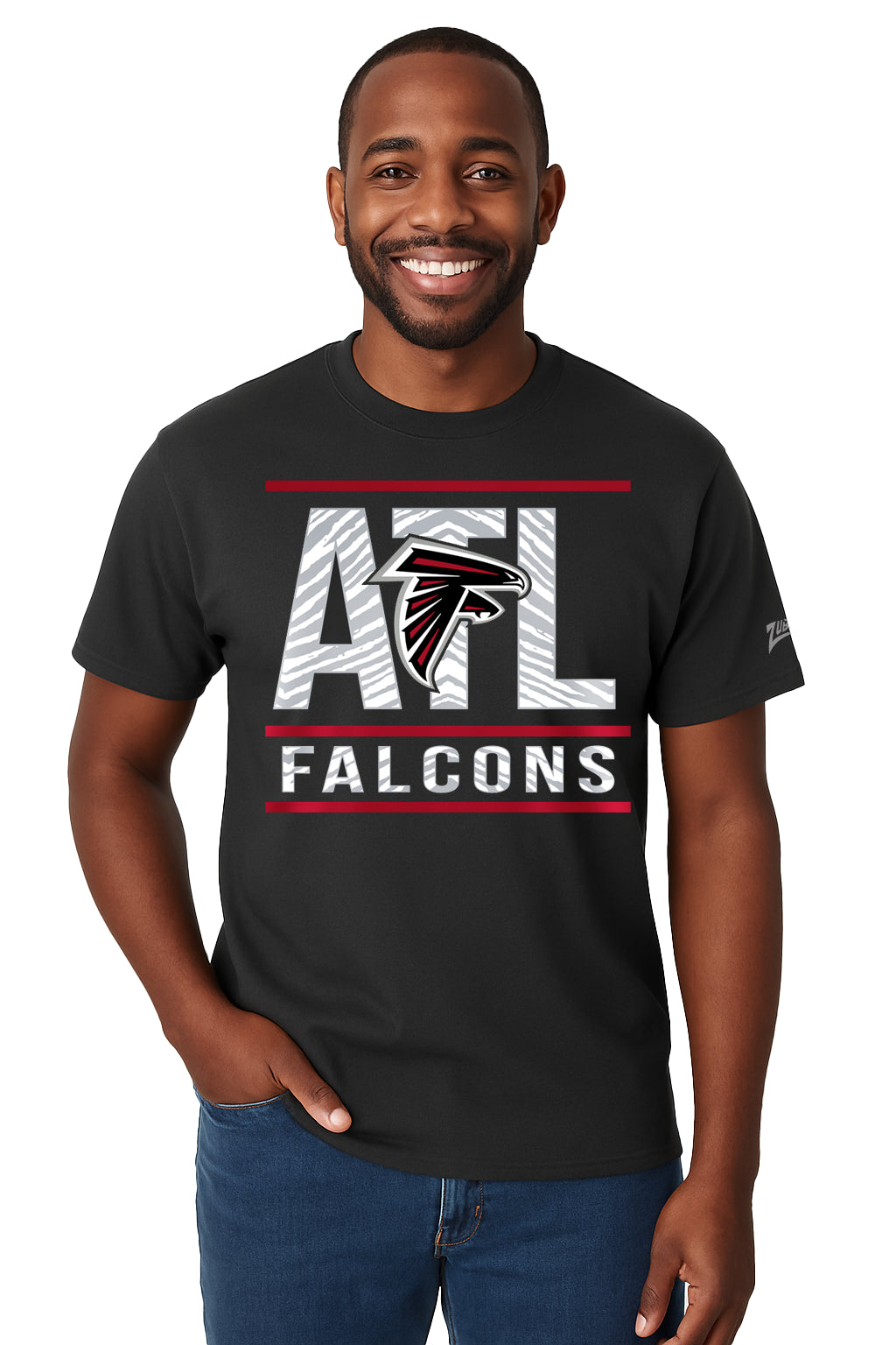 Zubaz NFL Men's Goal Line Team Color Short Sleeve T-Shirt, Atlanta Fal