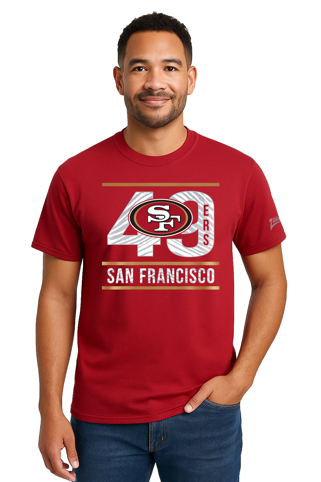 Zubaz NFL Men's Goal Line Team Color Short Sleeve T-Shirt, San Francis