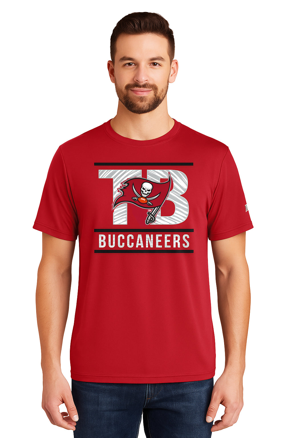 Zubaz NFL Men's Goal Line Team Color Short Sleeve T-Shirt, Tampa Bay B