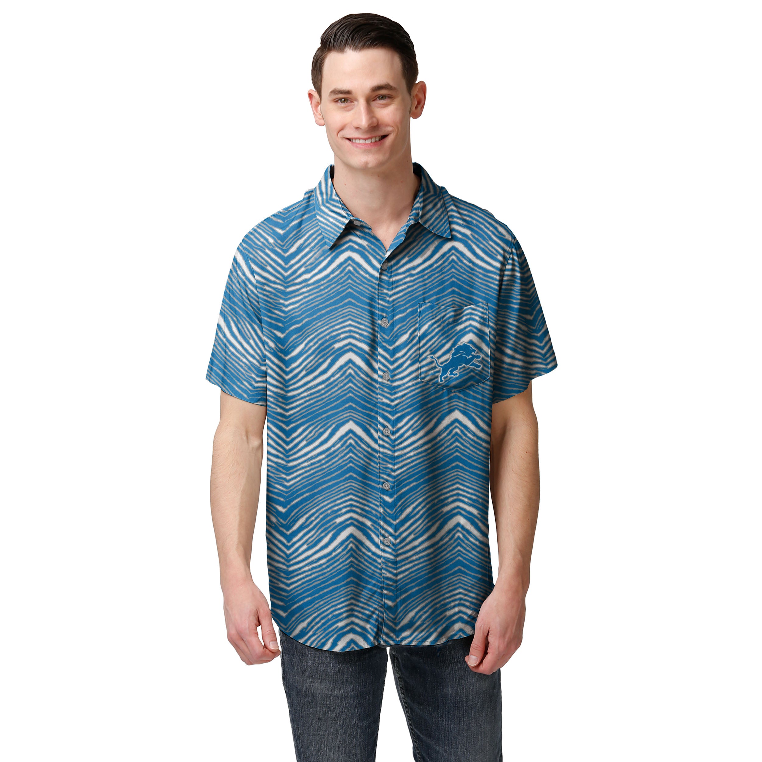 Zubaz NFL Men's Detroit Lions Exclusive Button Up Shirt