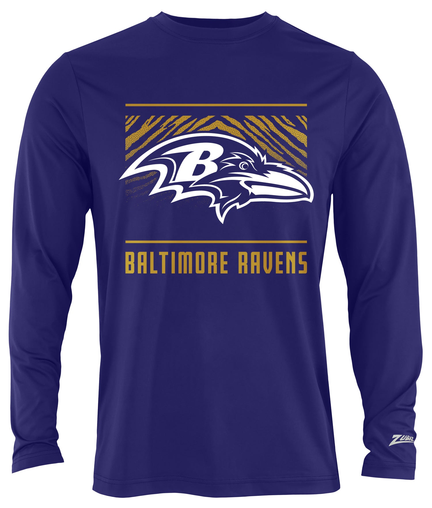 Zubaz NFL Men's Team Color Tunnel Long Sleeve T-Shirt, Baltimore Raven