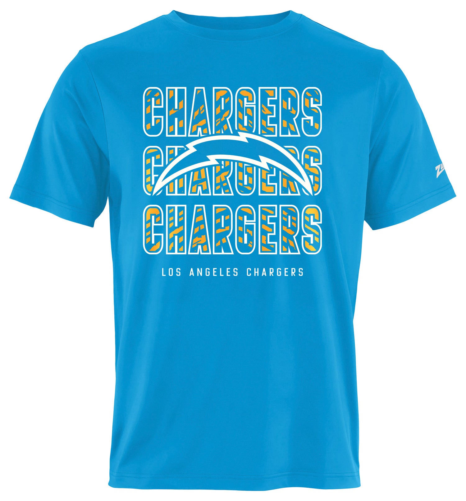 Zubaz NFL Men's Repeat Play Primary Team Color Short Sleeve T-Shirt, Los Angeles Chargers