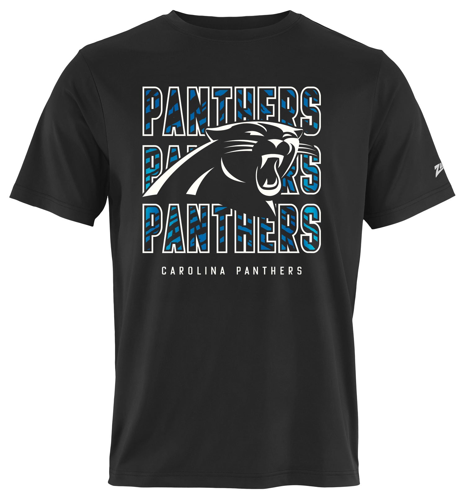 Zubaz NFL Men's Repeat Play Primary Team Color Short Sleeve T-Shirt, Carolina Panthers
