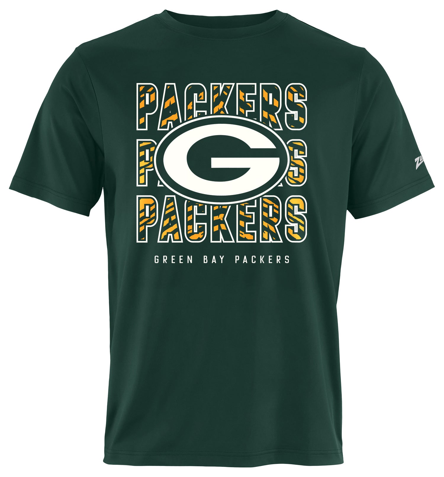 Zubaz NFL Men's Repeat Play Primary Team Color Short Sleeve T-Shirt, Green Bay Packers