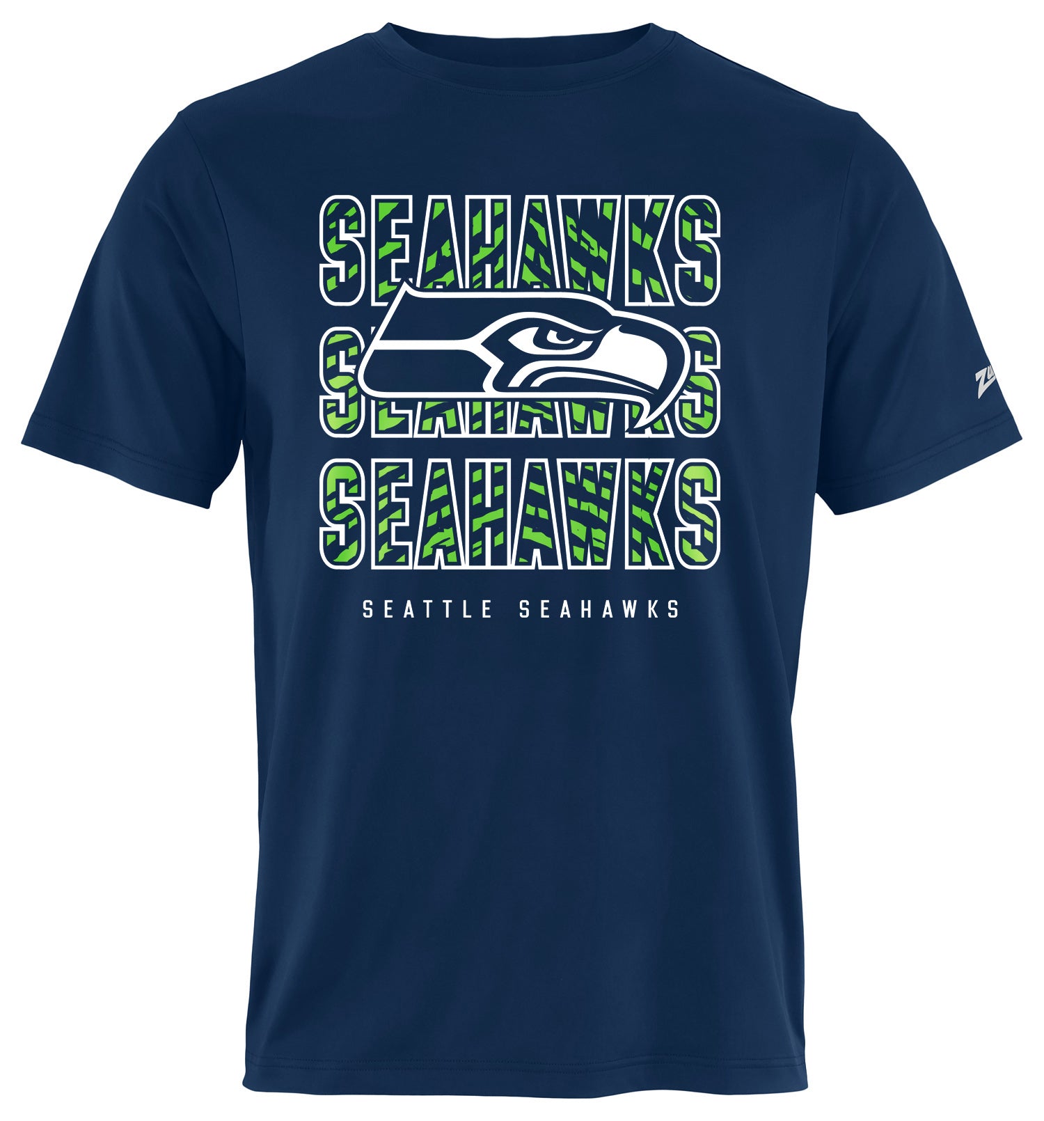 Zubaz NFL Men's Repeat Play Primary Team Color Short Sleeve T-Shirt, Seattle Seahawks