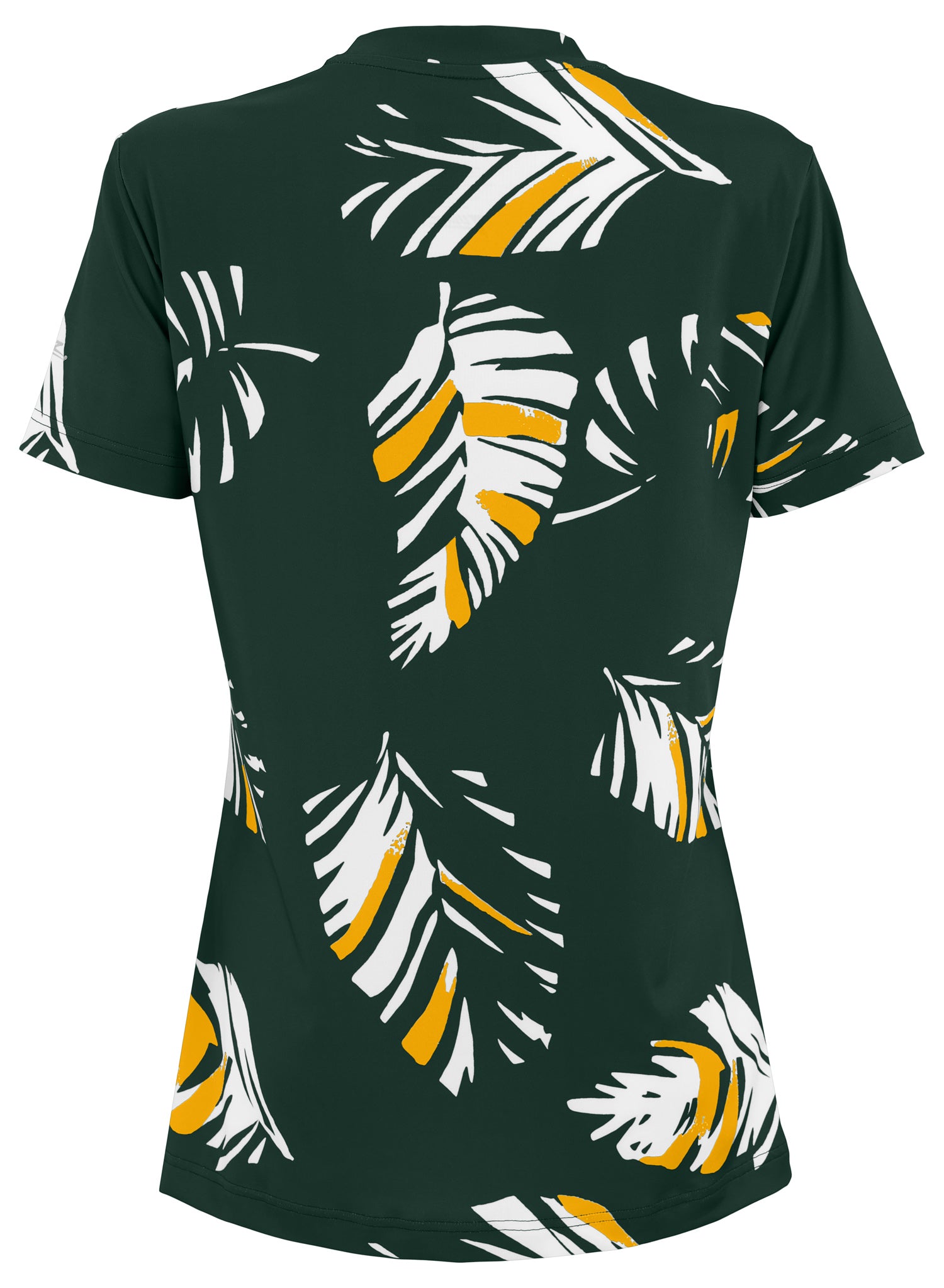 Zubaz NFL Womens Leaf Team Color Script Short Sleeve T-Shirt, Green Ba