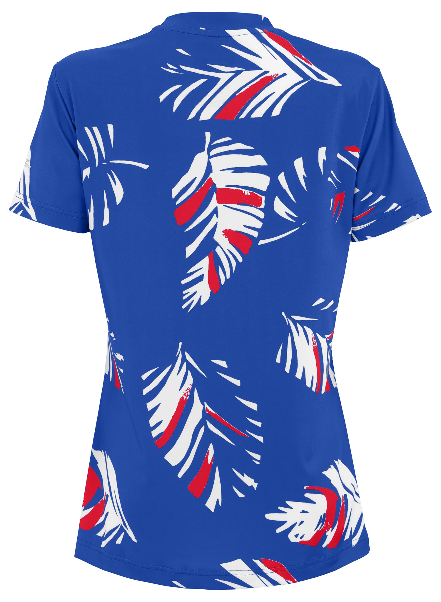 Zubaz NFL Womens Leaf Team Color Script Short Sleeve T-Shirt, New York Giants