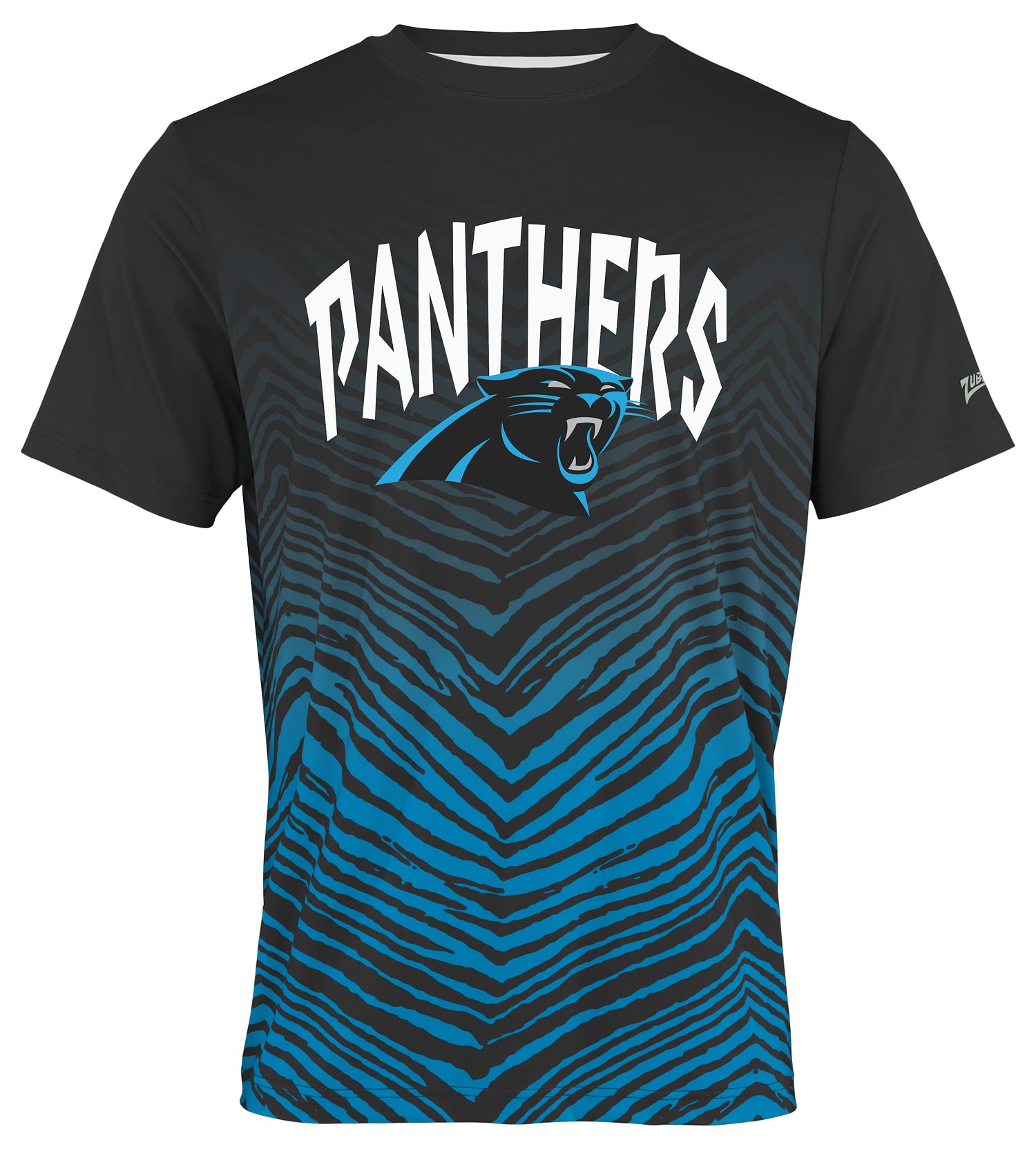 Zubaz NFL Men's Wild Card Zebra Team Color Short SleeveT Shirt, Carolina Panthers