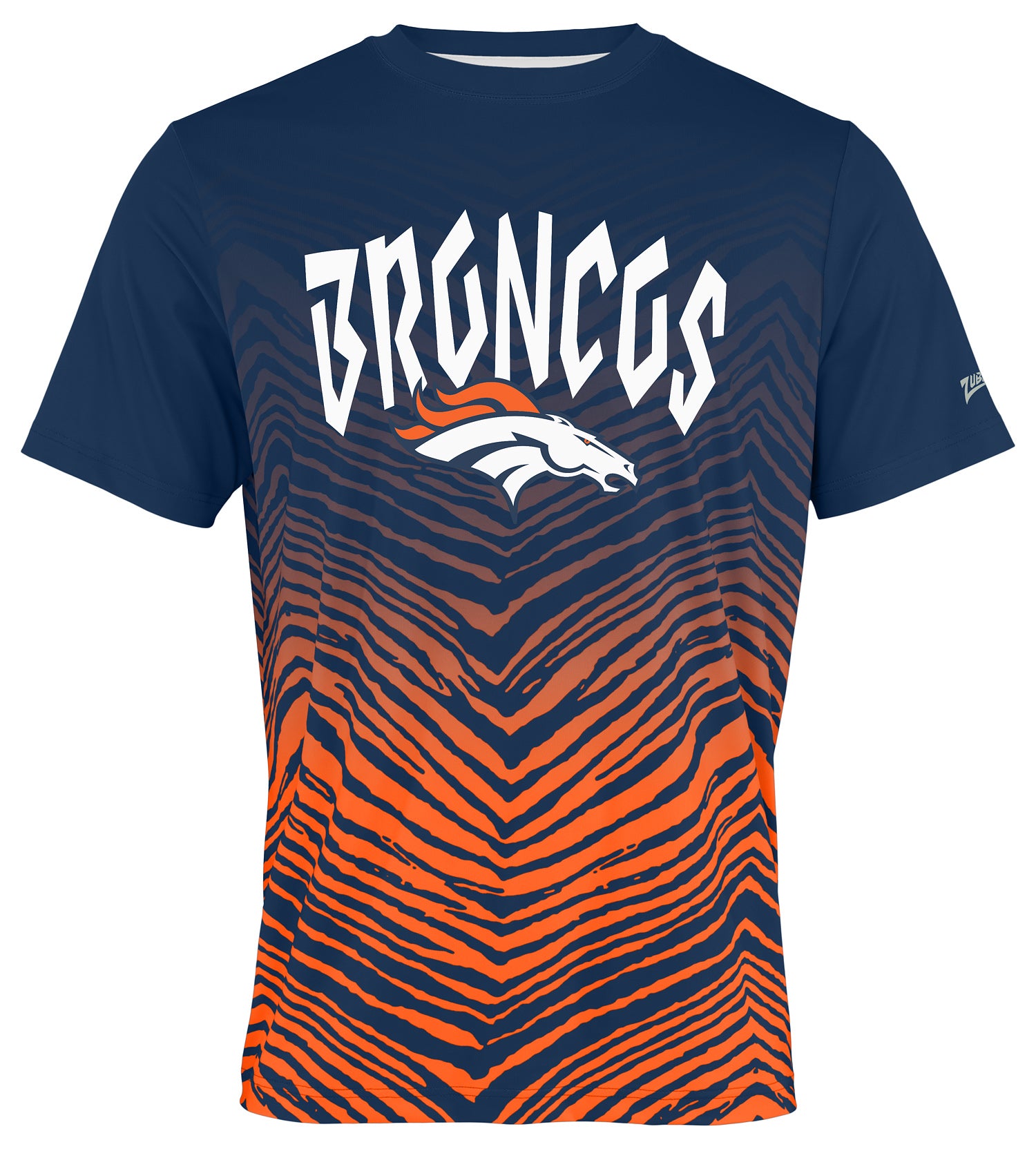 Zubaz NFL Men's Zebra Fade Zebra Team Color Short SleeveT Shirt, Denve