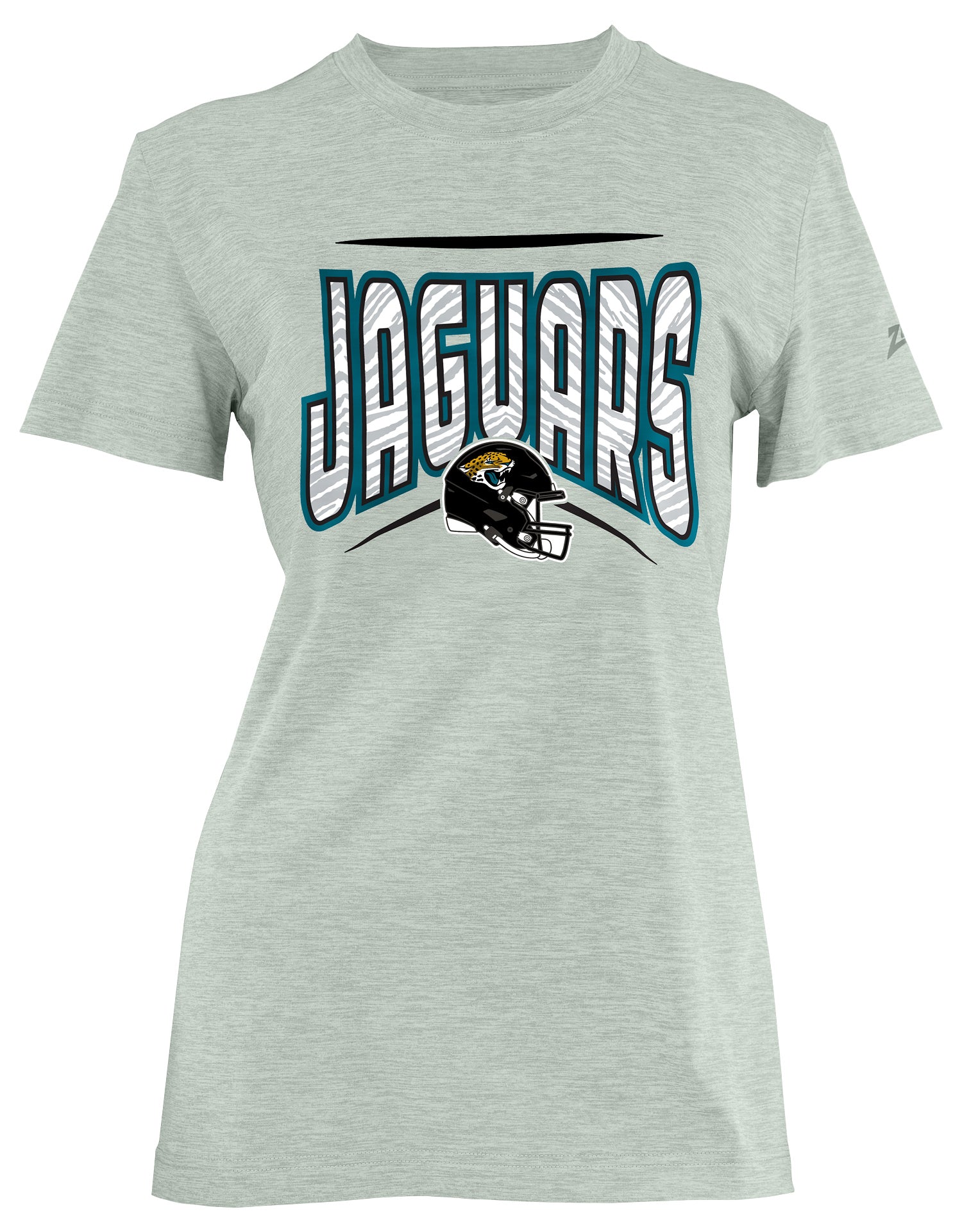 Zubaz NFL Women's Quarterback Heather Gray Color Short Sleeve T-Shirt, Jacksonville Jaguars