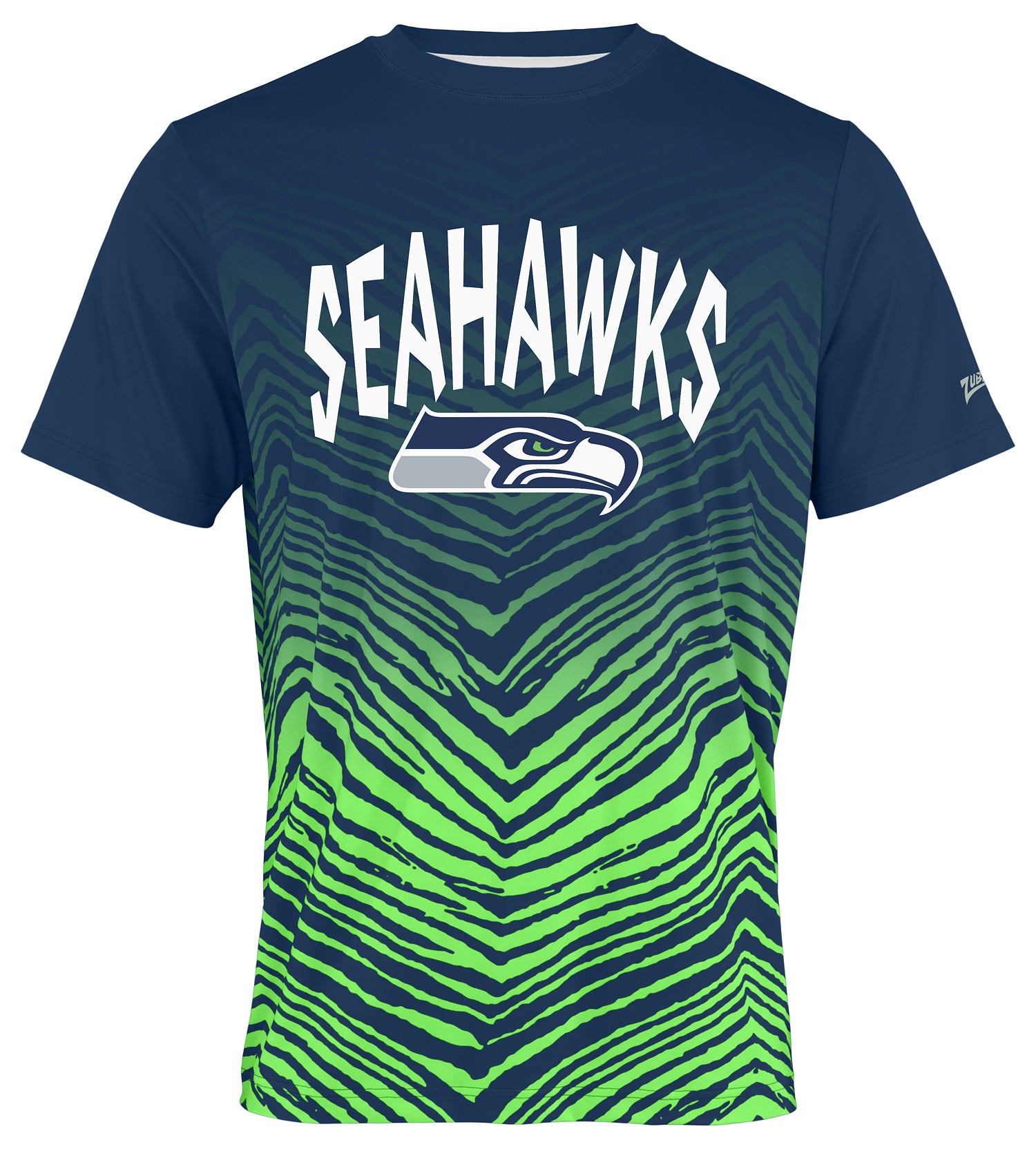 Zubaz NFL Men's Wild Card Zebra Team Color Short SleeveT Shirt, Seattle Seahawks