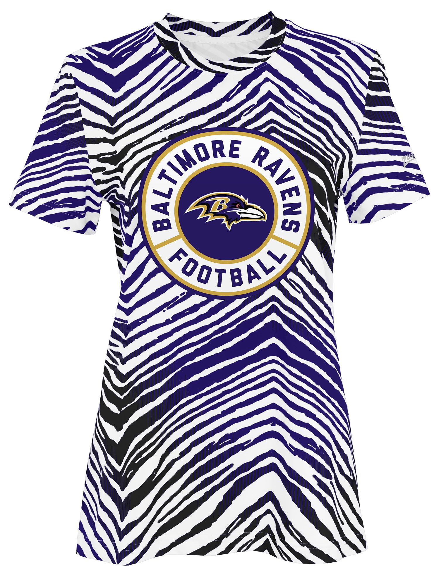 Zubaz NFL Women's Zebra 2 Team Color Circle Logo Short Sleeve T-Shirt,