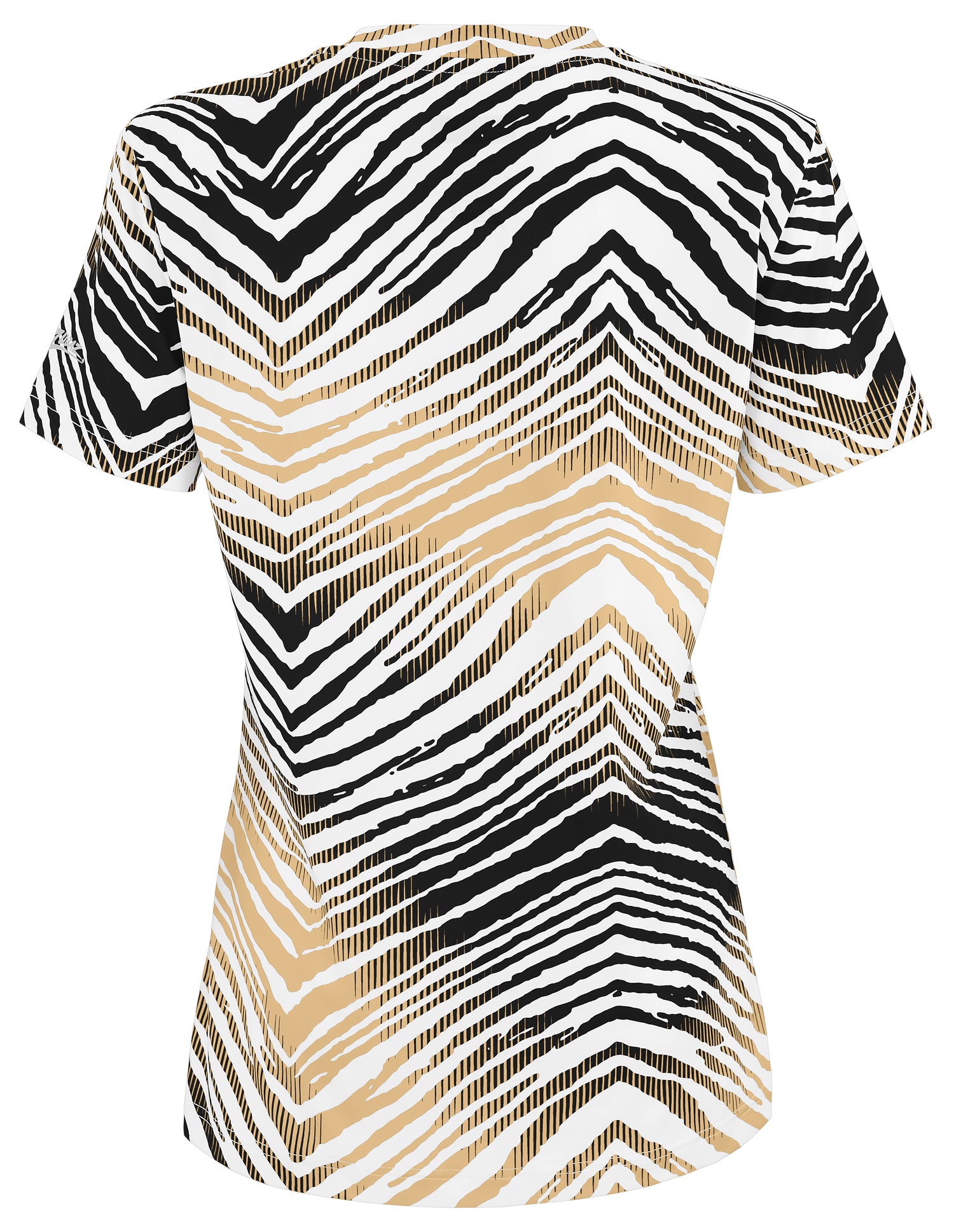 Zubaz NFL Women's Zebra 2 Team Color Circle Logo Short Sleeve T-Shirt, New Orleans Saints