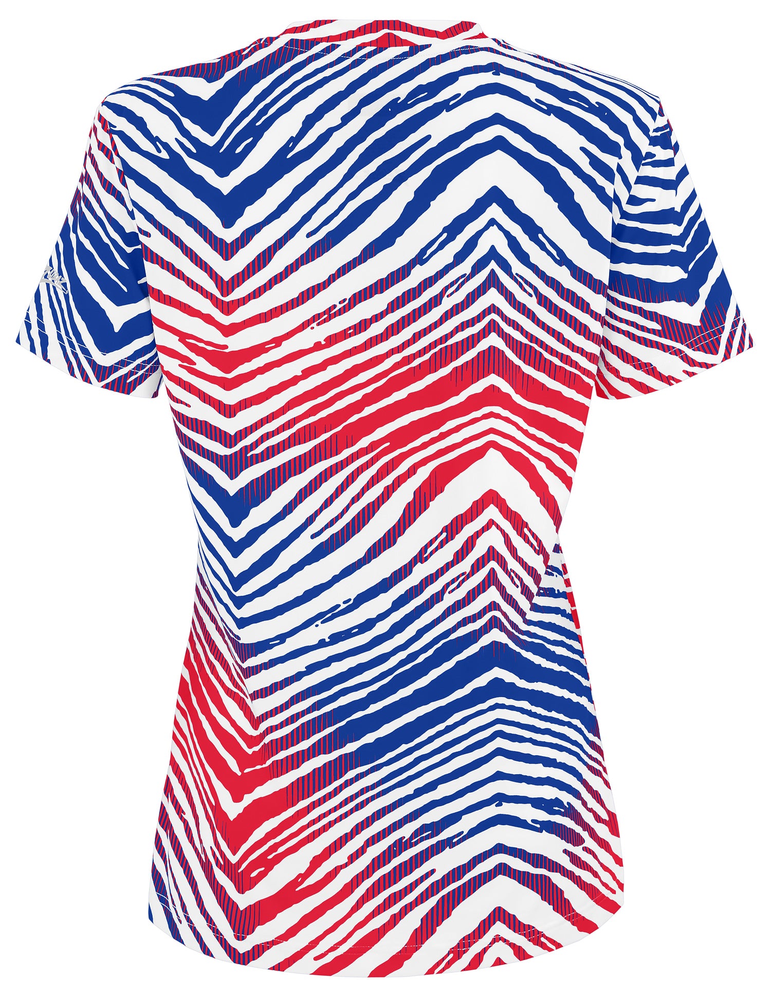 Zubaz NFL Women's Zebra 2 Team Color Circle Logo Short Sleeve T-Shirt, New York Giants