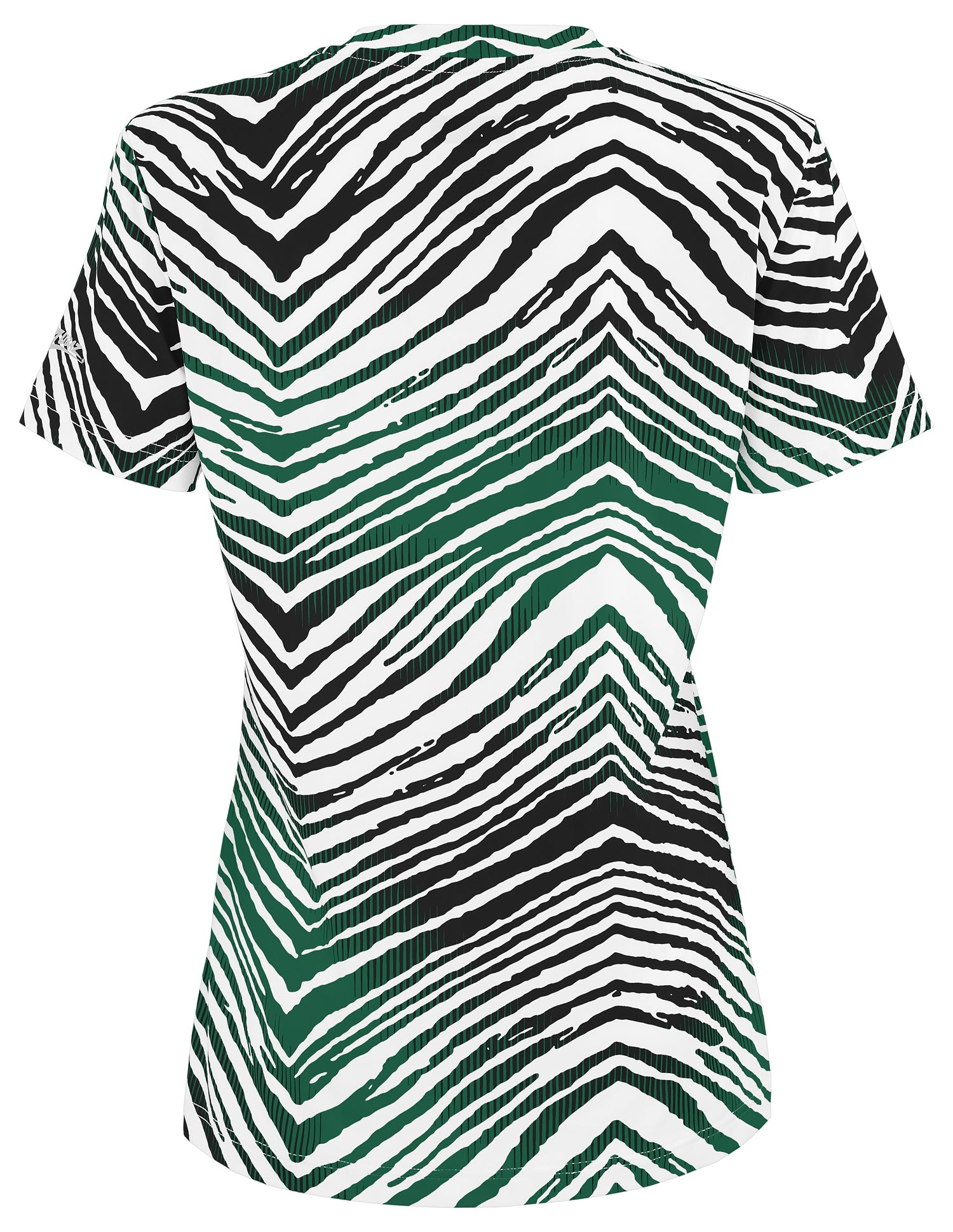 Zubaz NFL Women's Zebra 2 Team Color Circle Logo Short Sleeve T-Shirt, New York Jets