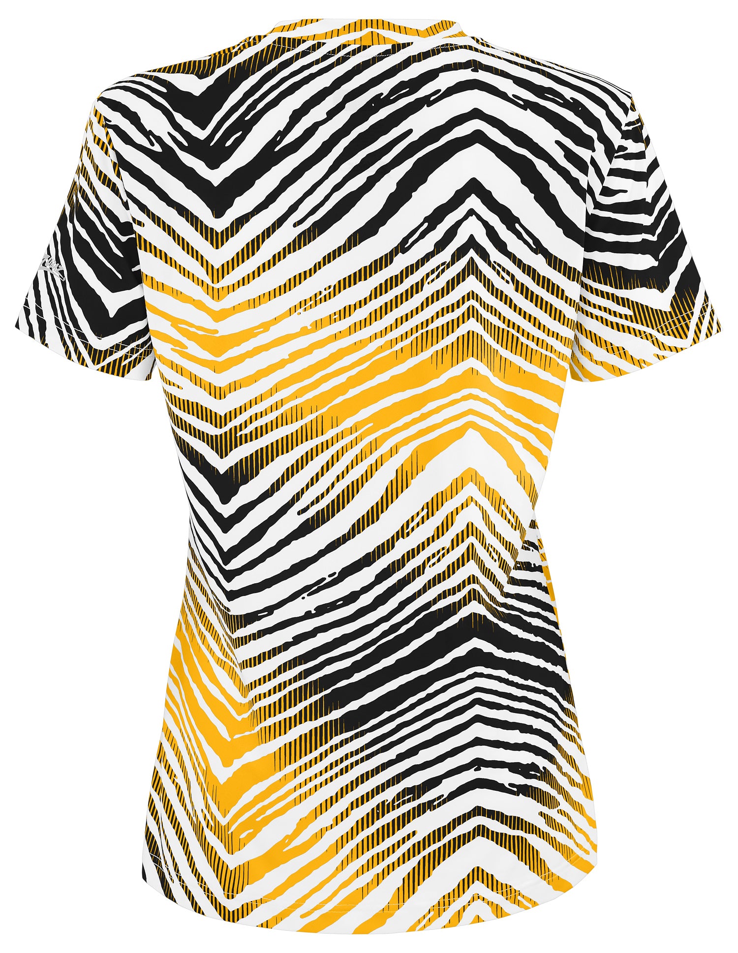 Zubaz NFL Women's Zebra 2 Team Color Circle Logo Short Sleeve T-Shirt, Pittsburgh Steelers