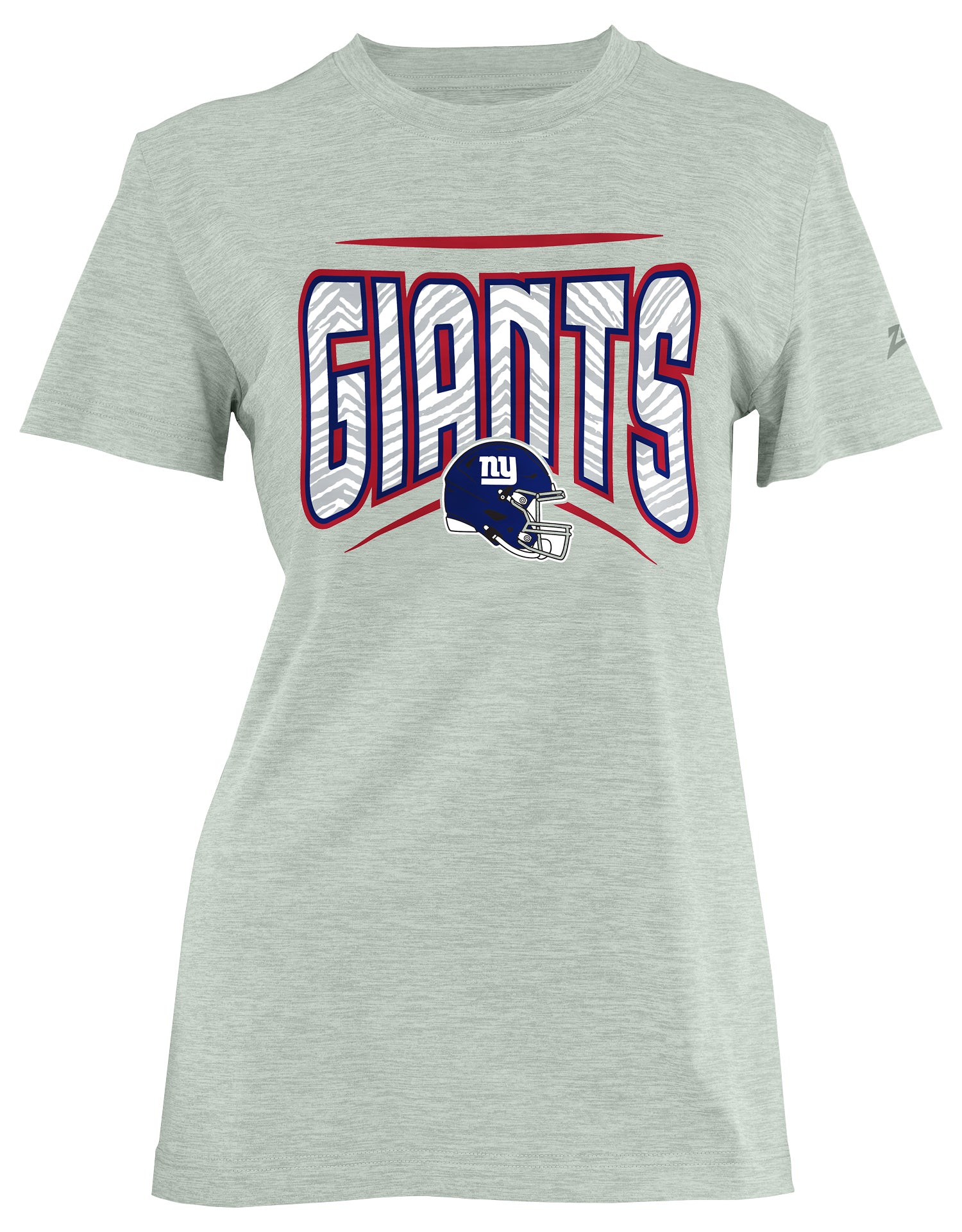 Zubaz NFL Women's Quarterback Heather Gray Color Short Sleeve T-Shirt, New York Giants
