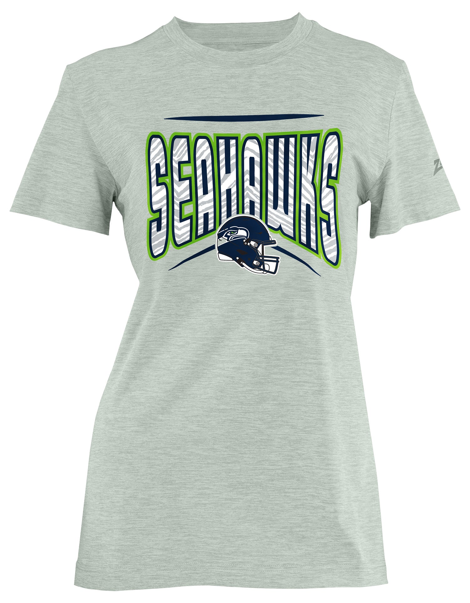 Zubaz NFL Women's Quarterback Heather Gray Color Short Sleeve T-Shirt, Seattle Seahawks