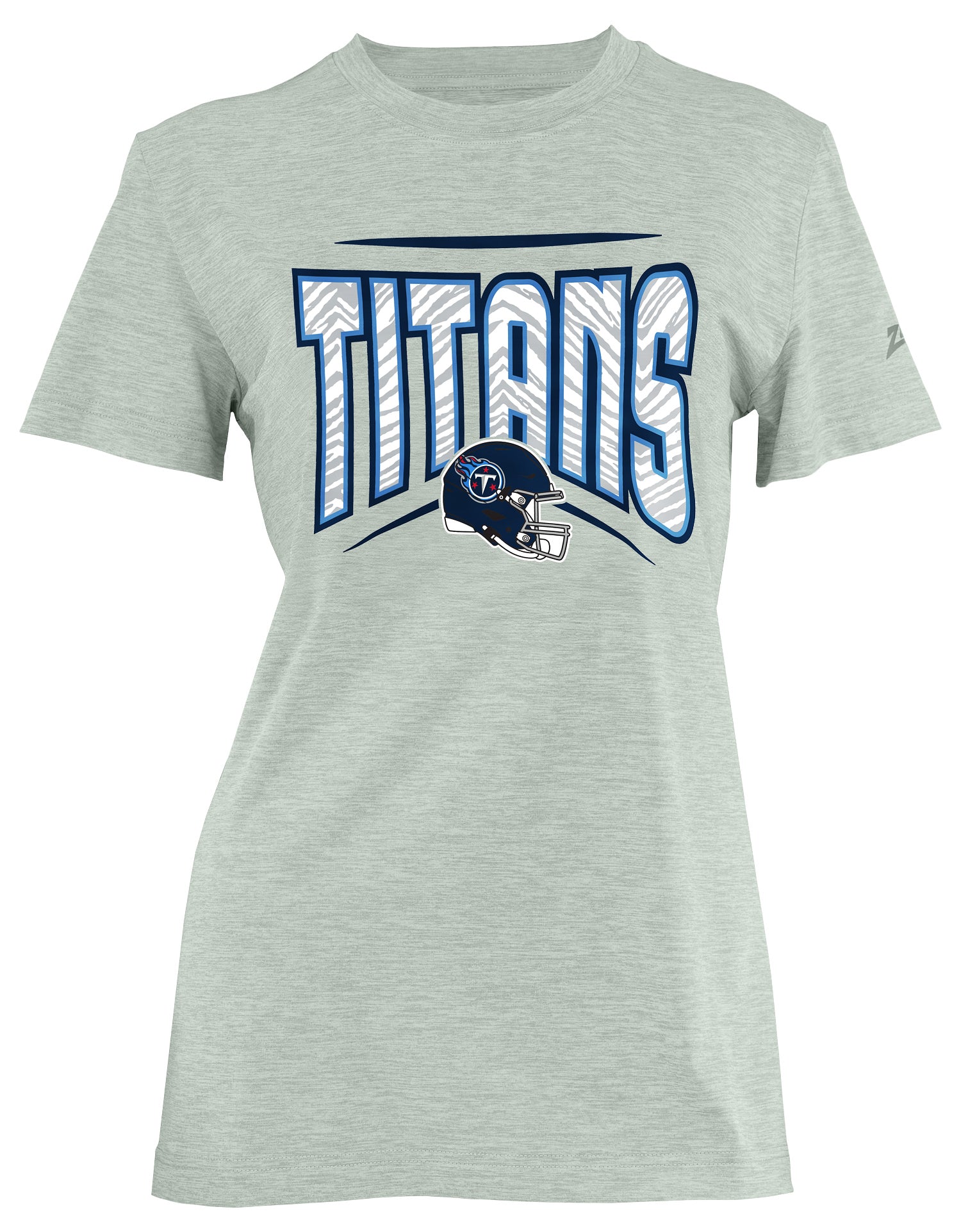 Zubaz NFL Women's Quarterback Heather Gray Color Short Sleeve T-Shirt, Tennessee Titans