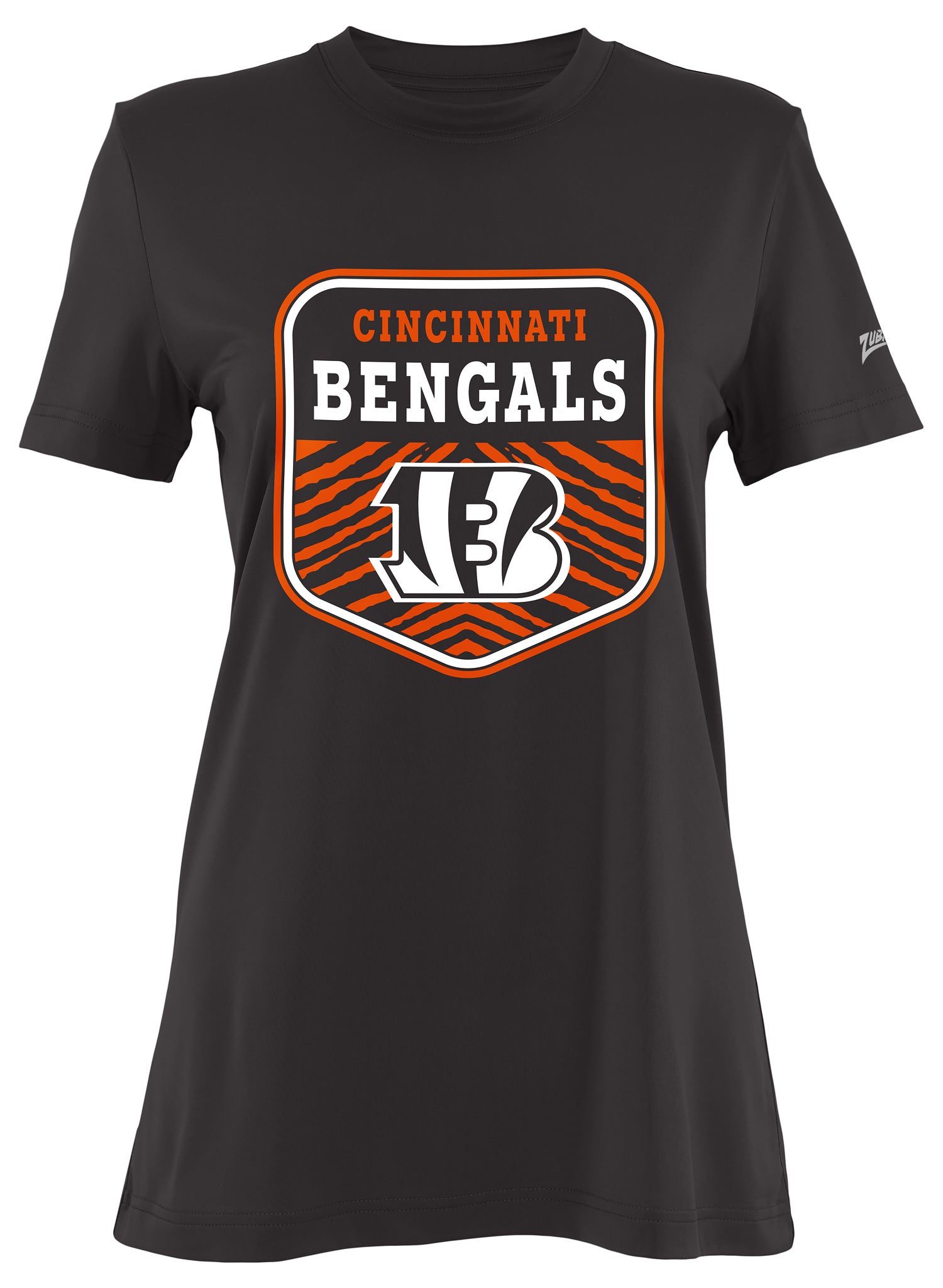 Zubaz NFL Women's Kicker Team Color Short Sleeve T-Shirt, Cincinnati Bengals