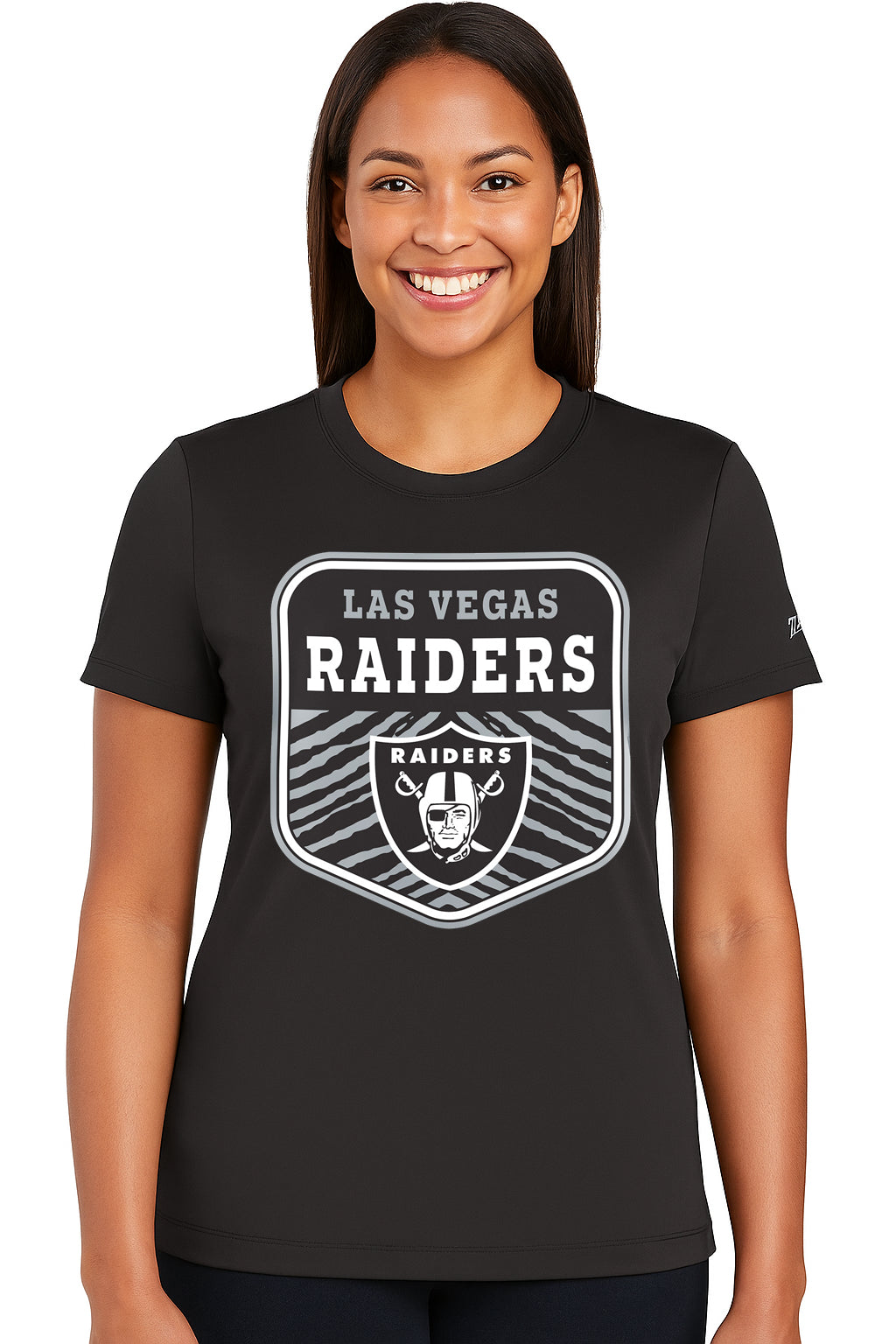 Zubaz NFL Women's Kicker Team Color Short Sleeve T-Shirt, Las Vegas Ra