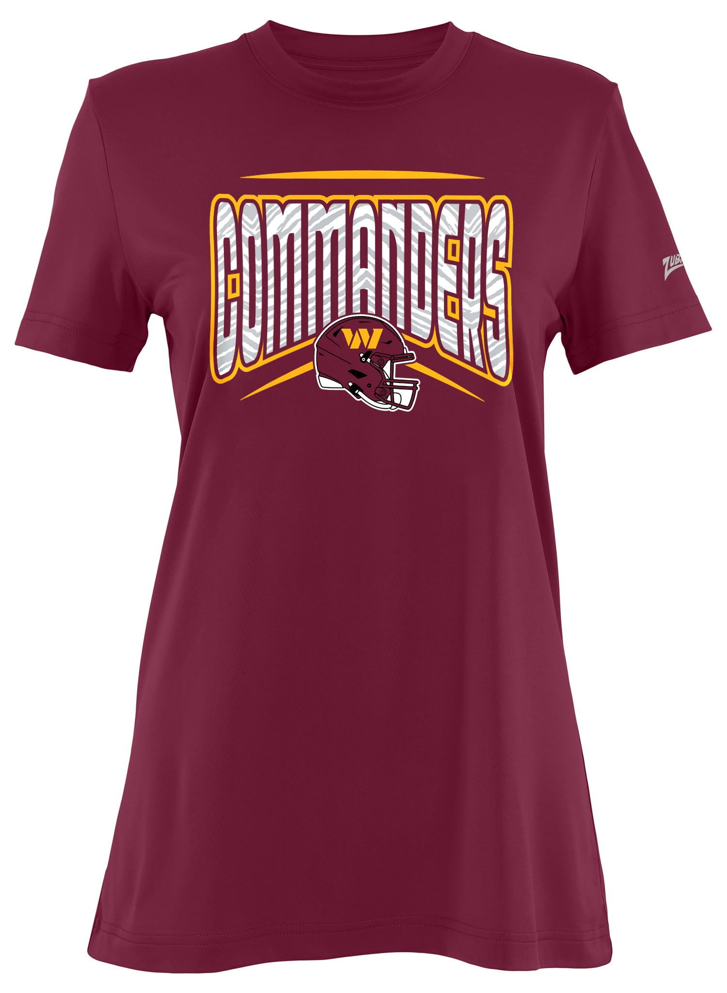 Zubaz NFL Women's Quarterback Team Color Short Sleeve T-Shirt, Washington Commanders