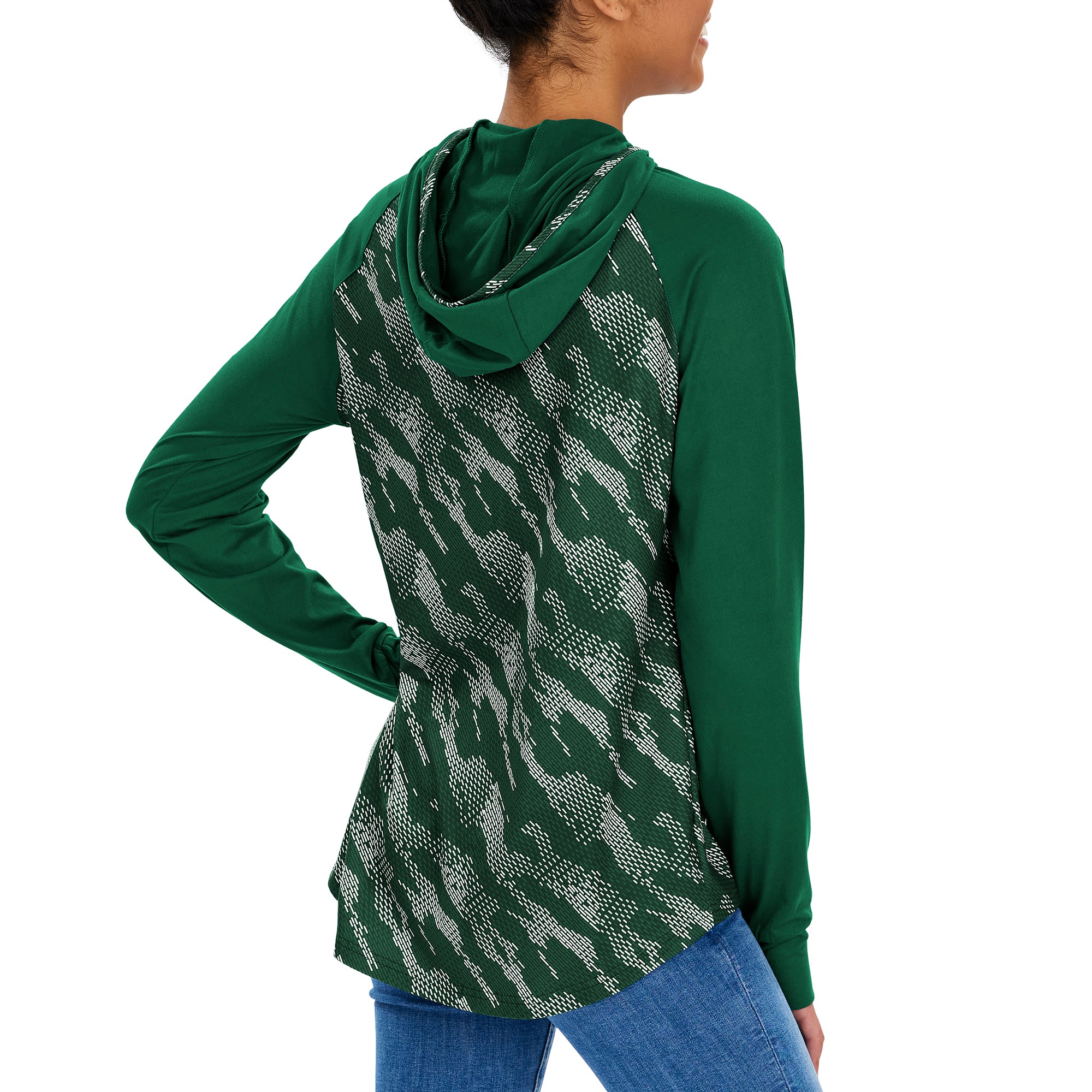 Zubaz Women's New York Jets Elevated Hoodie W/ Tonal Viper Print