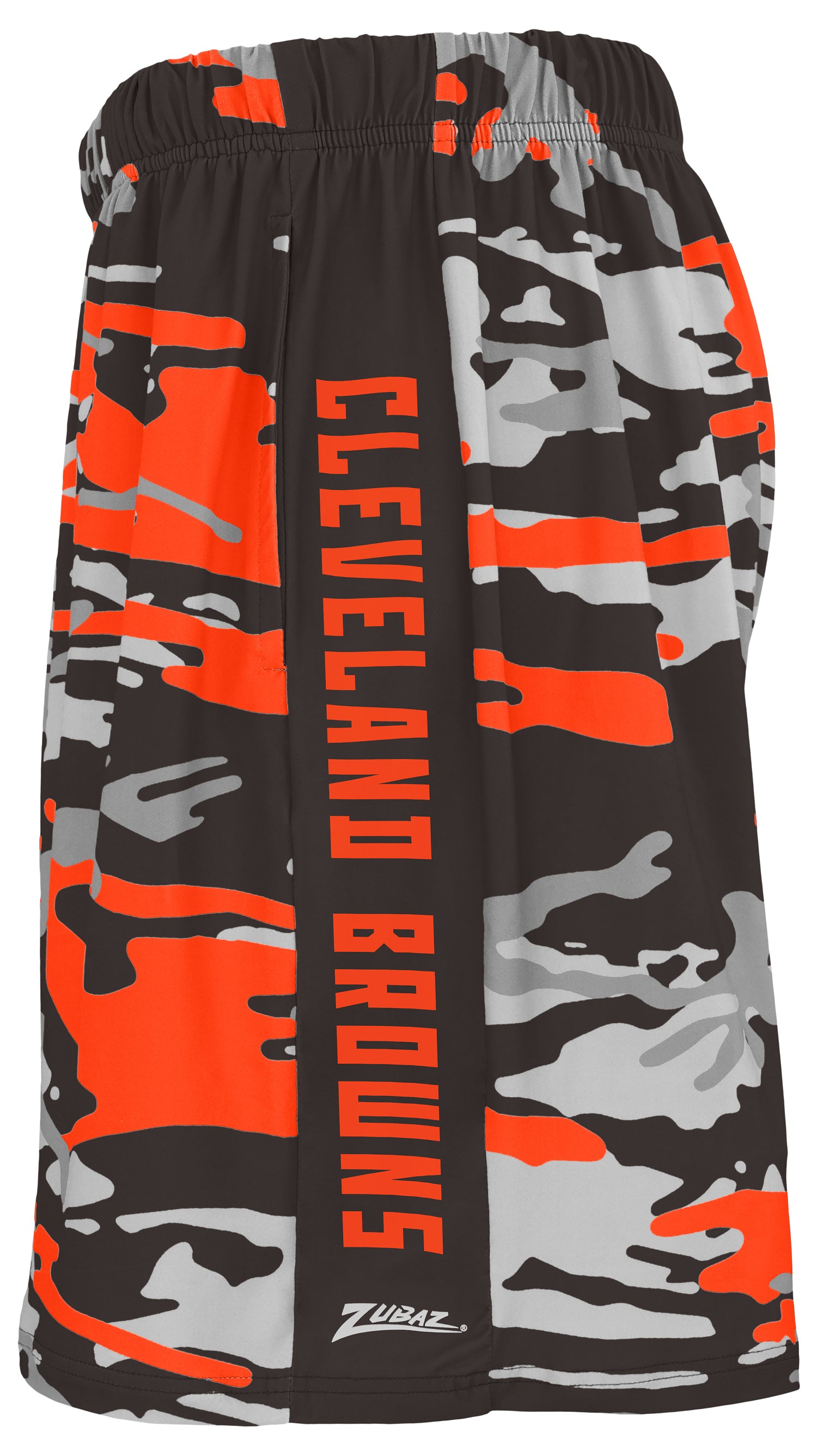 Zubaz NFL Men's 7in Alternate Camo Established Block Text Shorts, Clev