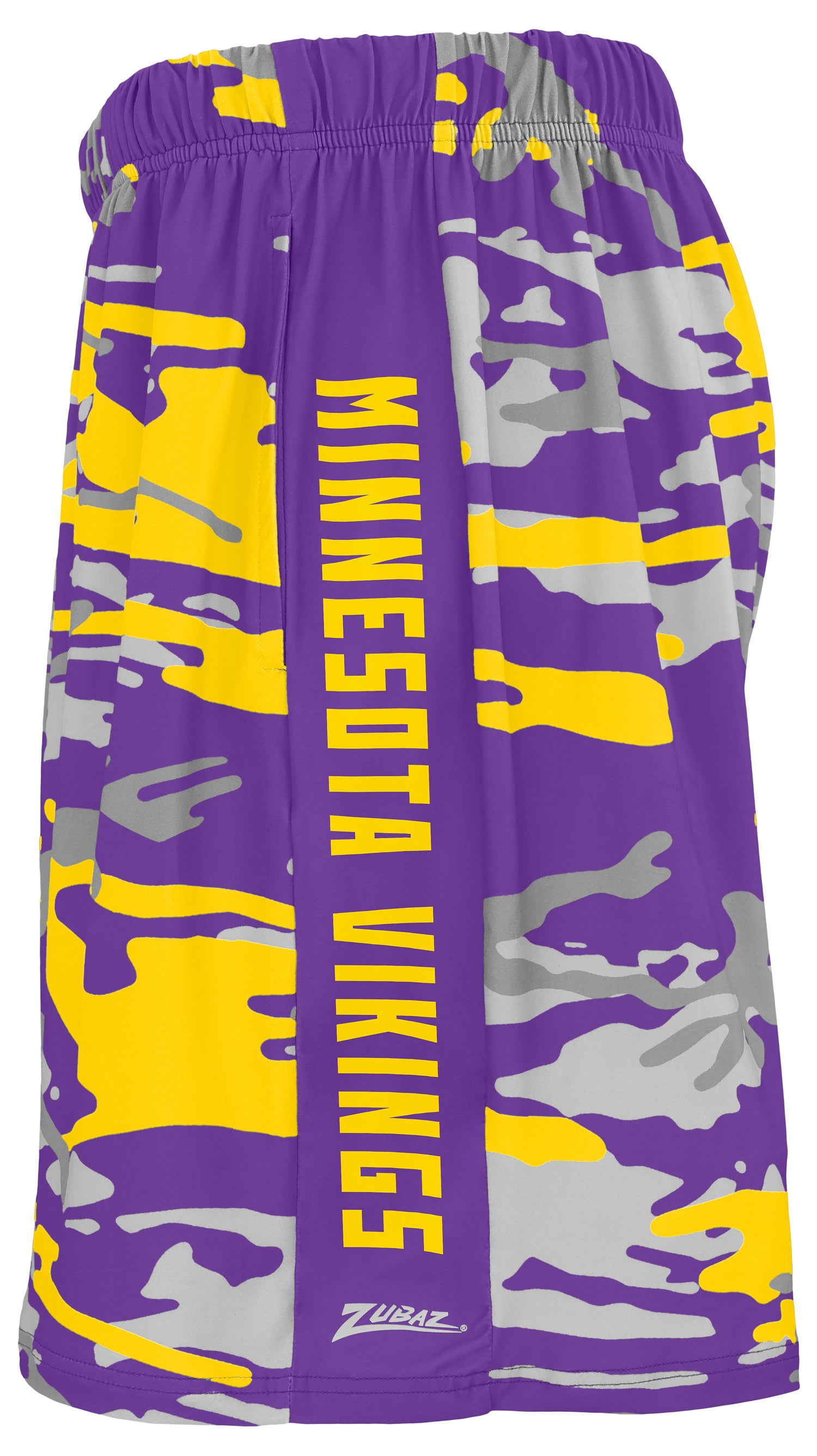 Zubaz NFL Men's 7in Alternate Camo Established Block Text Shorts, Minnesota Vikings