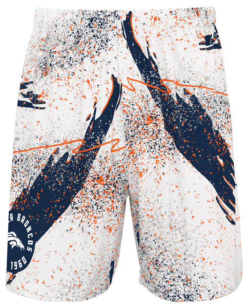 Zubaz NFL Men's 7in Confetti Overtime Block Text Shorts, Denver Bronco