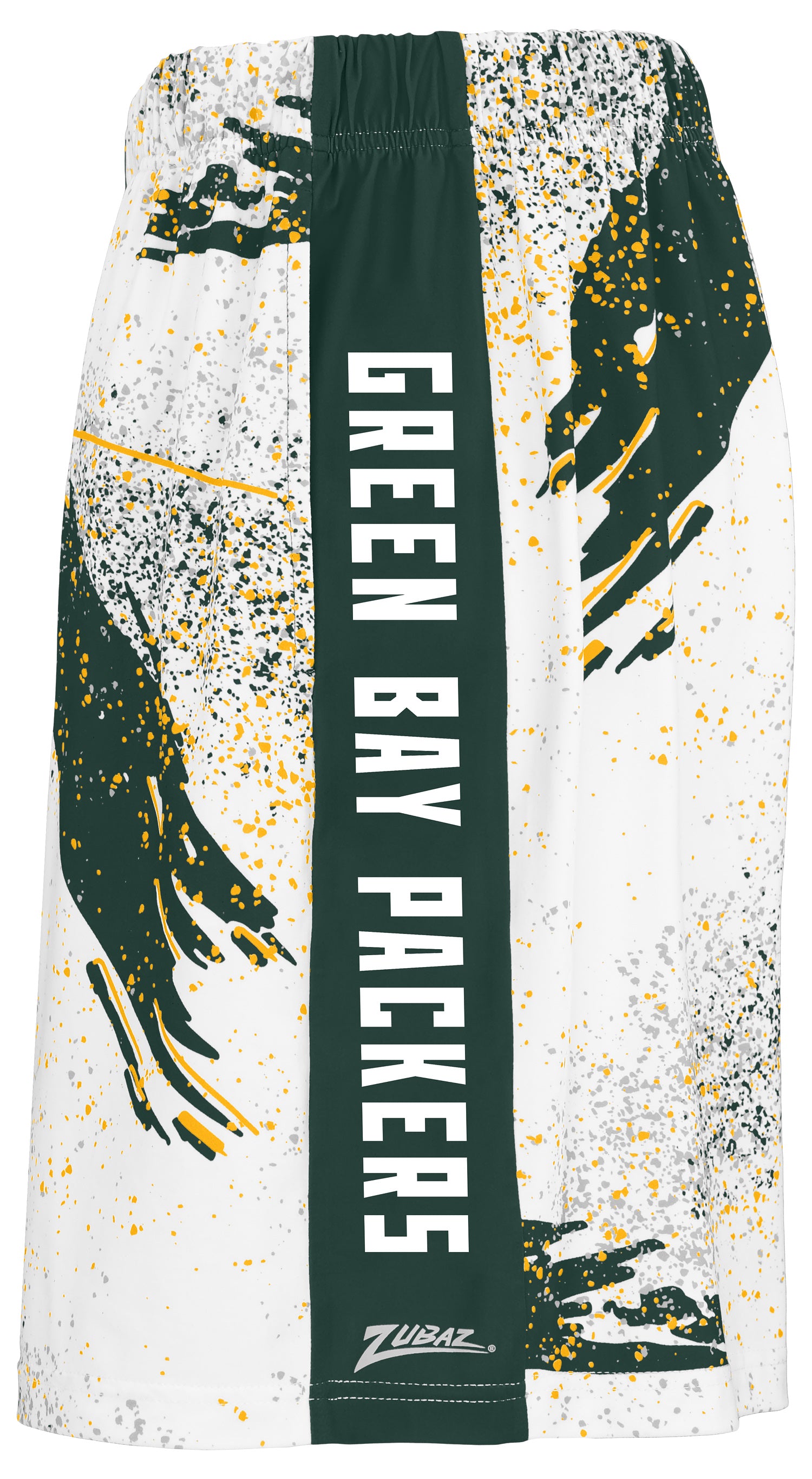 Zubaz NFL Men's 7in Confetti Overtime Block Text Shorts, Green Bay Pac