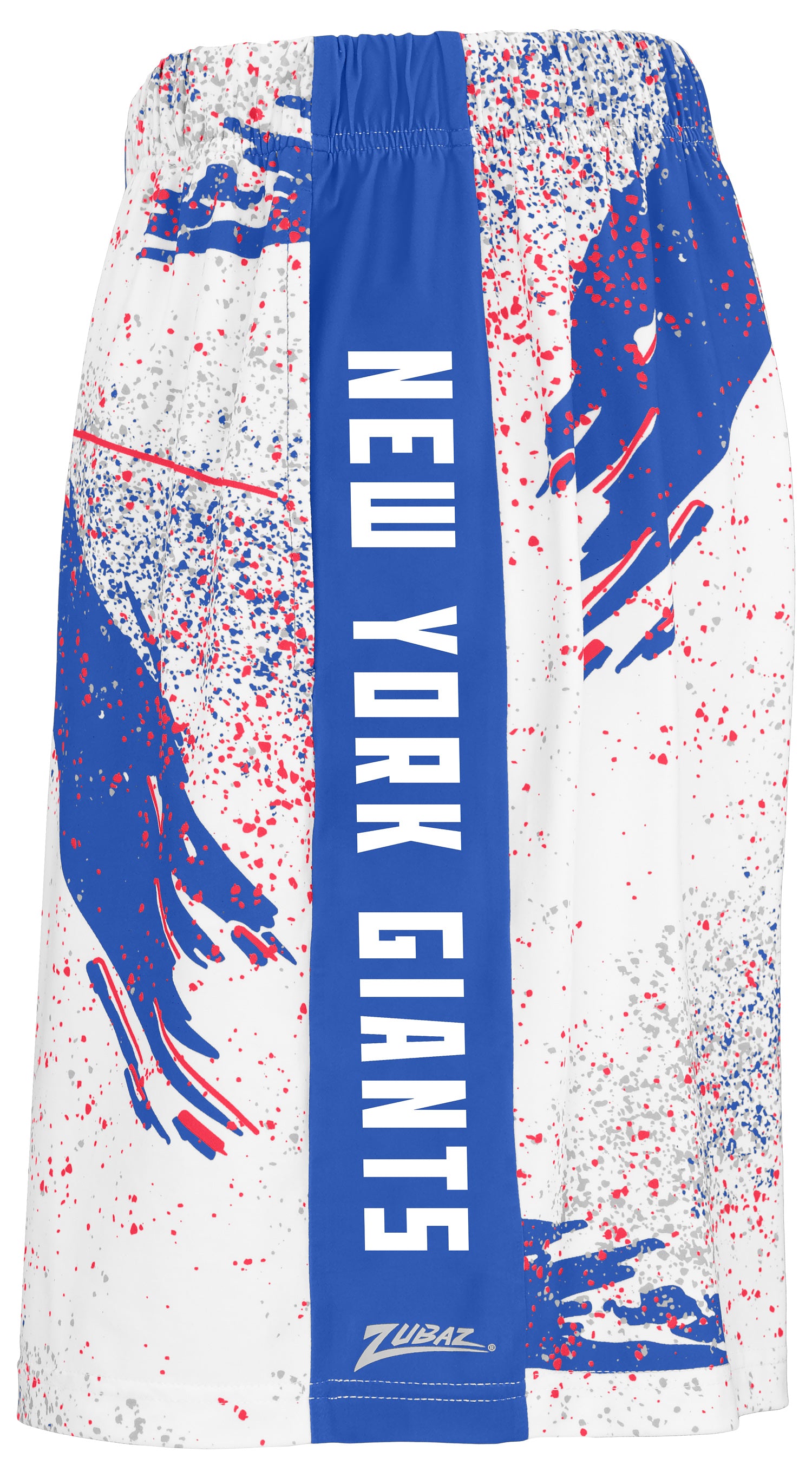 Zubaz NFL Men's 7in Confetti Overtime Block Text Shorts, New York Gian