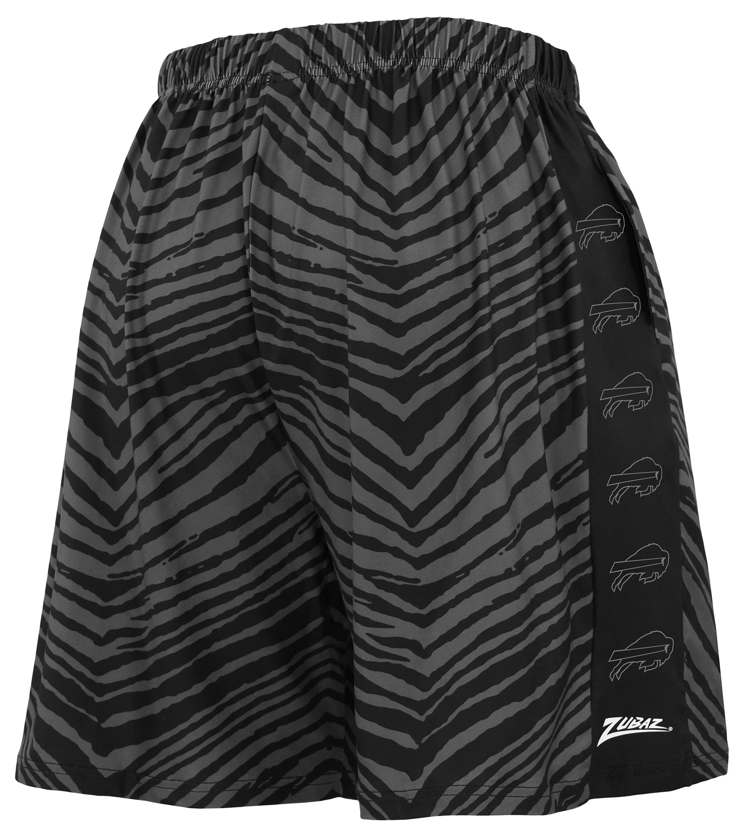 Zubaz NFL Men's 7in Zebra 2 Color Tonal Wordmark Stacked Shorts, Buffalo Bills