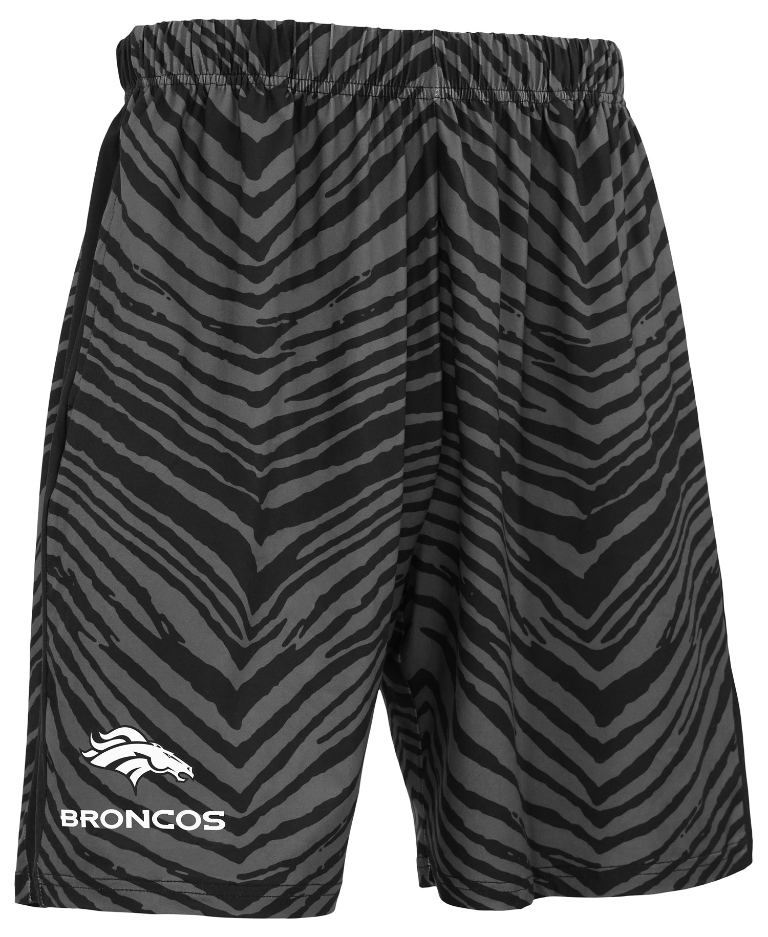 Zubaz NFL Men's 7in Zebra 2 Color Tonal Wordmark Stacked Shorts, Denver Broncos