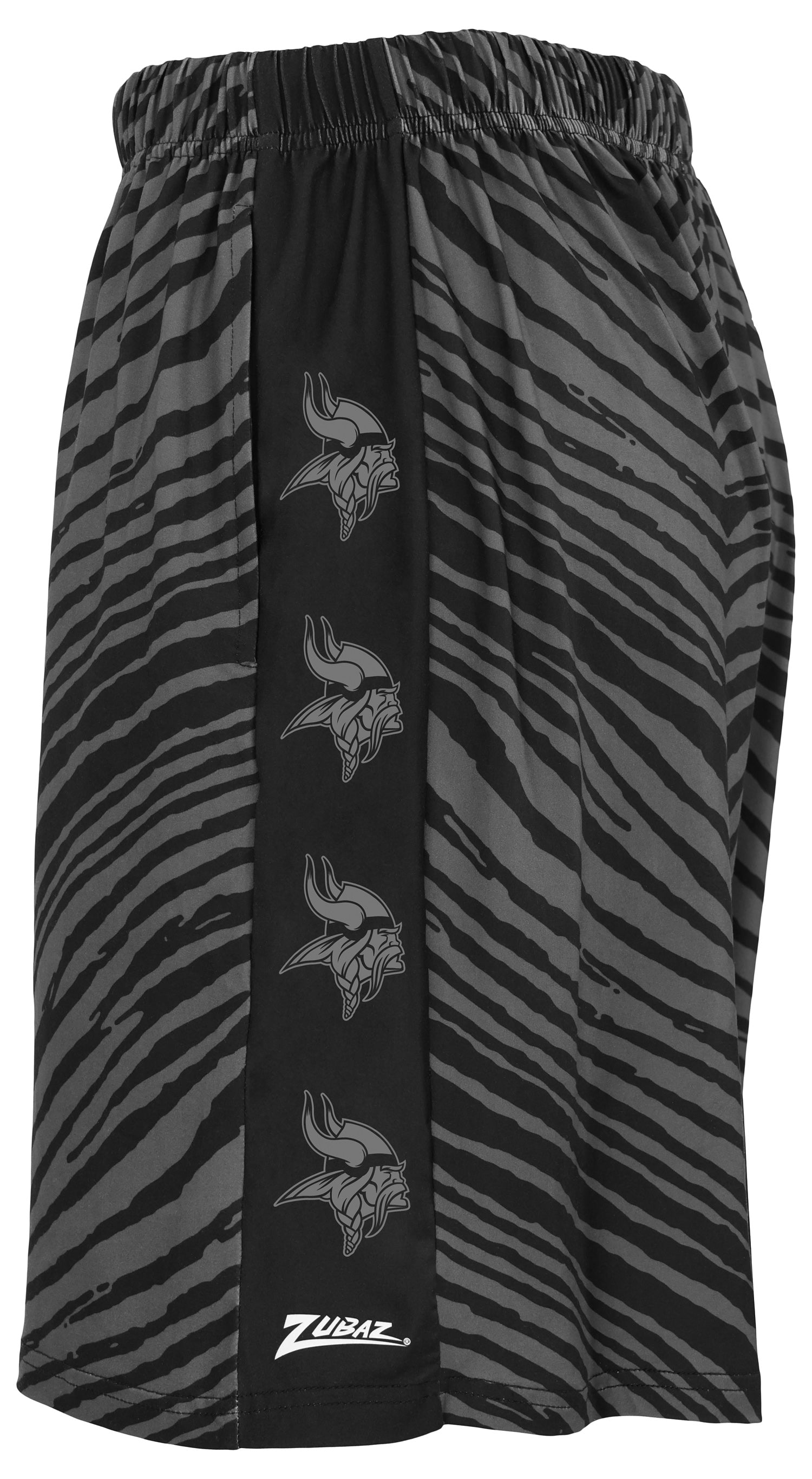 Zubaz NFL Men's 7in Zebra 2 Color Tonal Wordmark Stacked Shorts, Minnesota Vikings