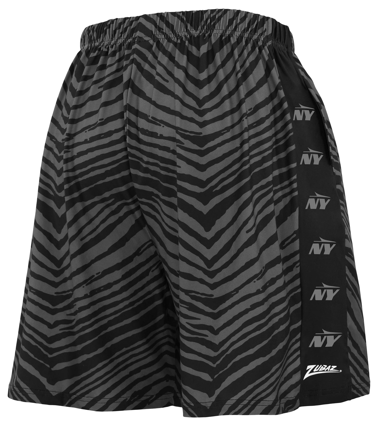 Zubaz NFL Men's 7in Zebra 2 Color Tonal Wordmark Stacked Shorts, New York Jets
