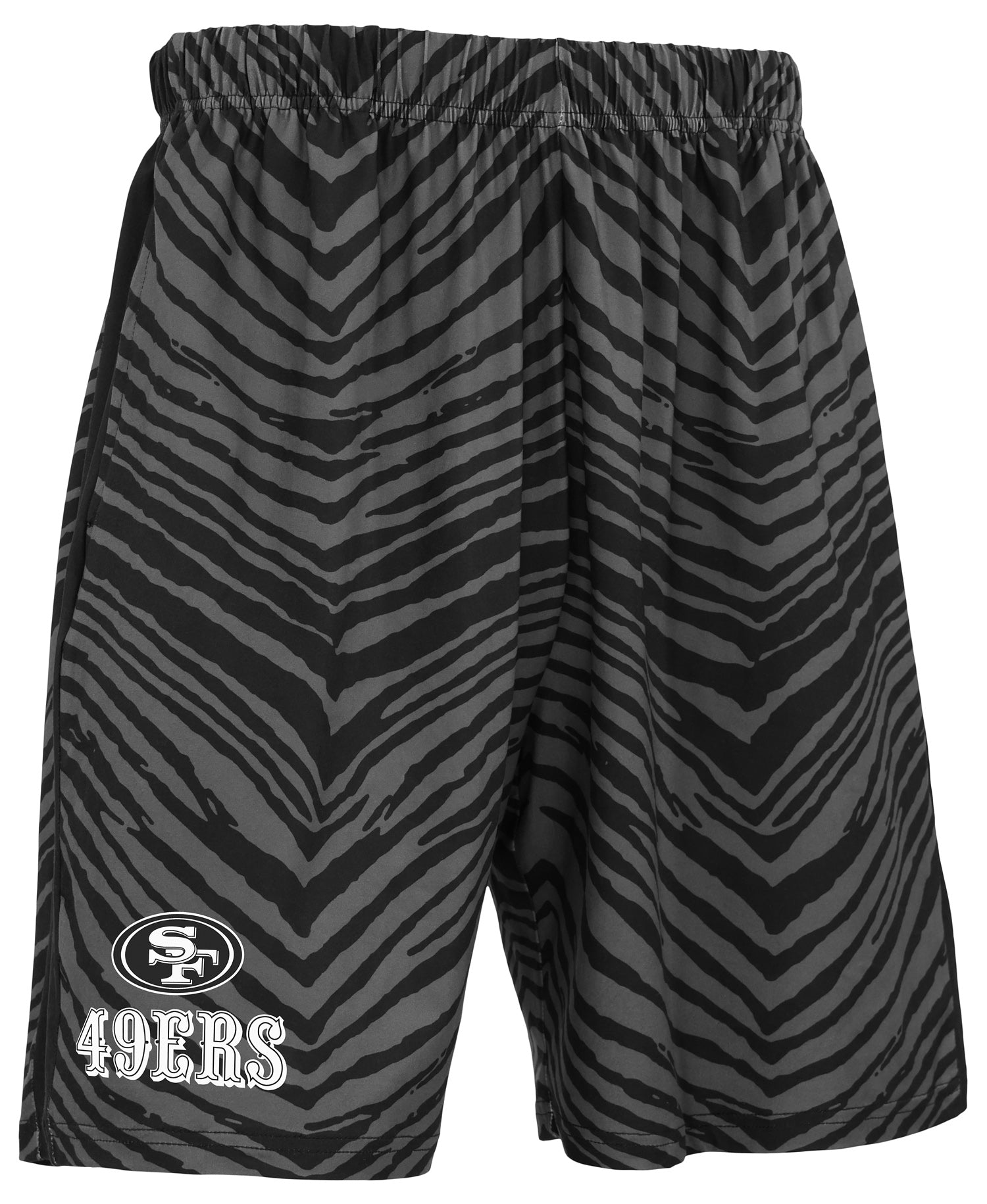 Zubaz NFL Men's 7in Zebra 2 Color Tonal Wordmark Stacked Shorts, San Francisco 49ers