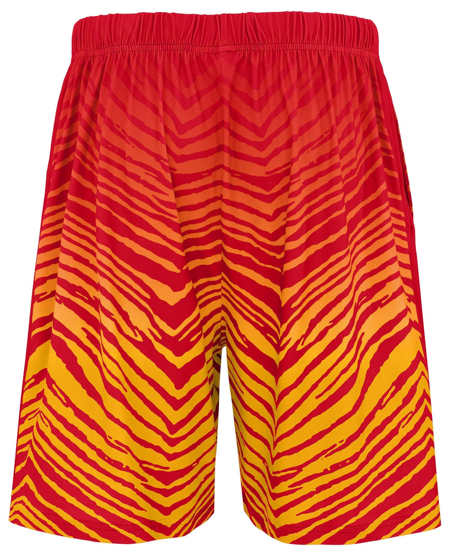 Zubaz NFL Men's 7in Fade Primary Stacked Text Shorts, Kansas City Chiefs