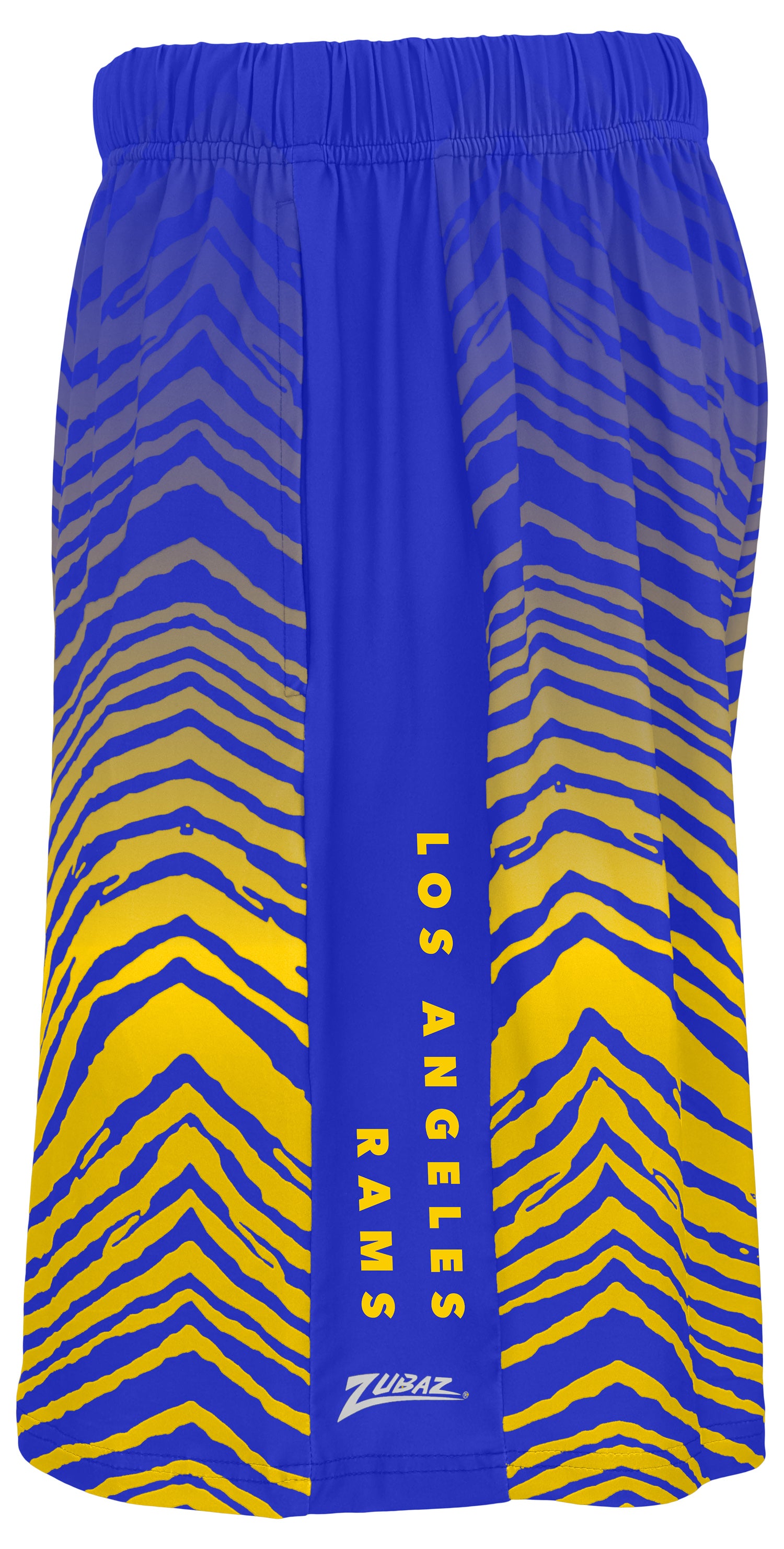 Zubaz NFL Men's 7in Fade Primary Stacked Text Shorts, Los Angeles Rams