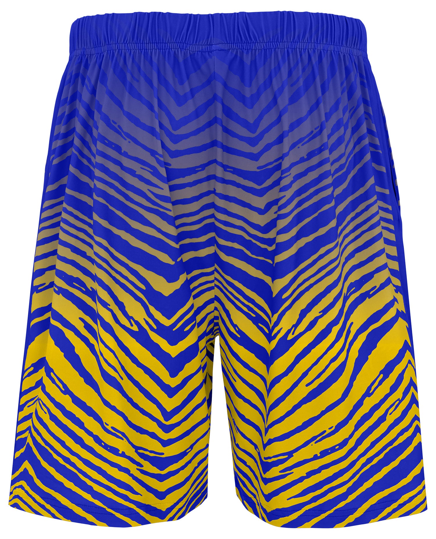 Zubaz NFL Men's 7in Fade Primary Stacked Text Shorts, Los Angeles Rams