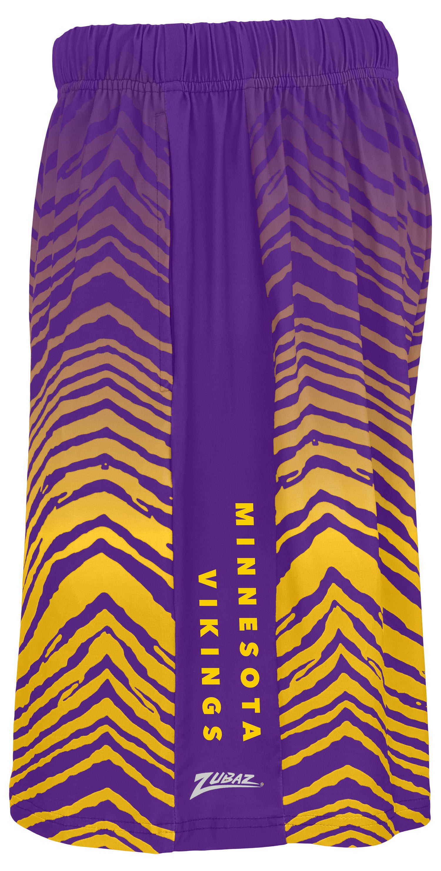 Zubaz NFL Men's 7in Fade Primary Stacked Text Shorts, Minnesota Viking