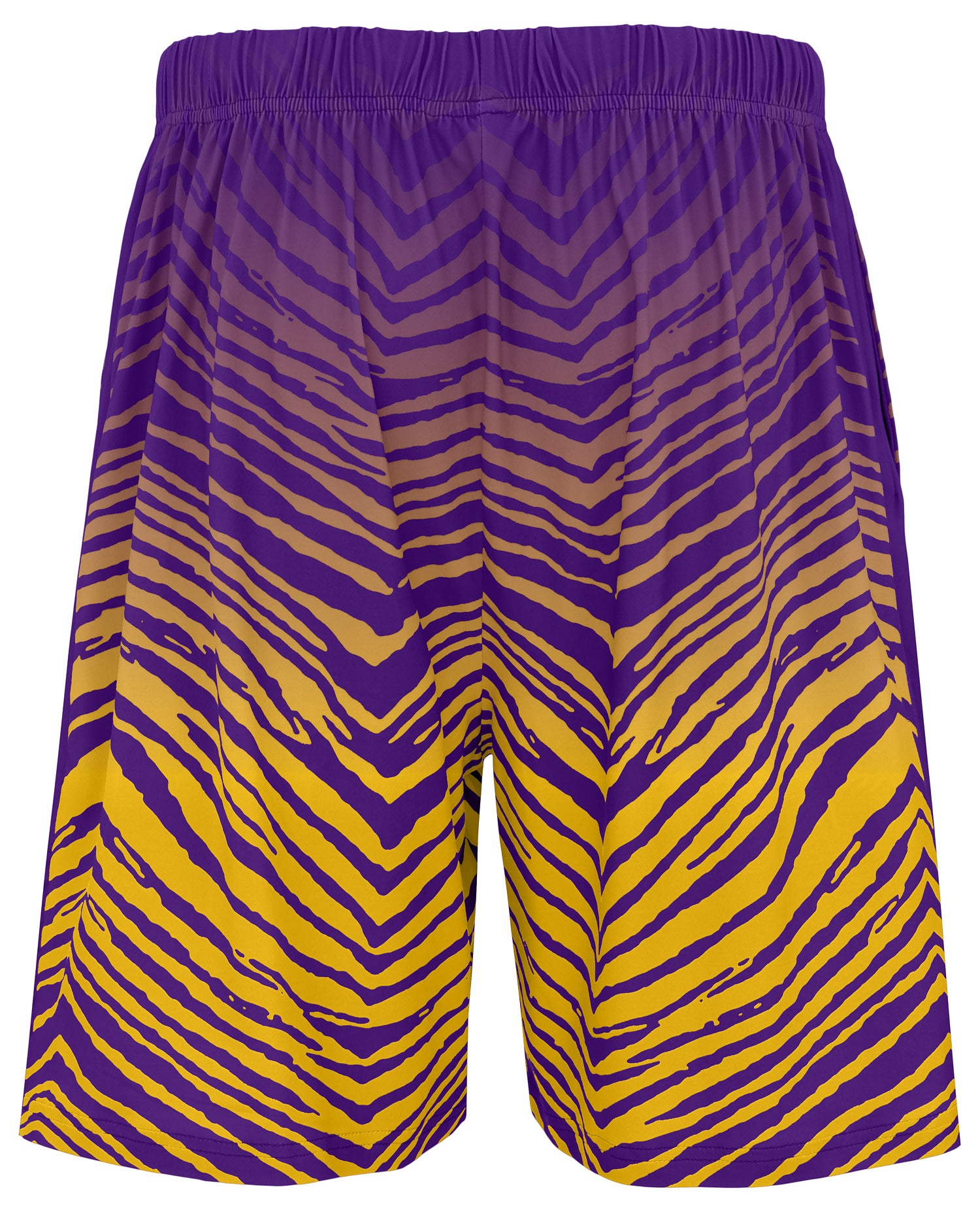Zubaz NFL Men's 7in Fade Primary Stacked Text Shorts, Minnesota Viking