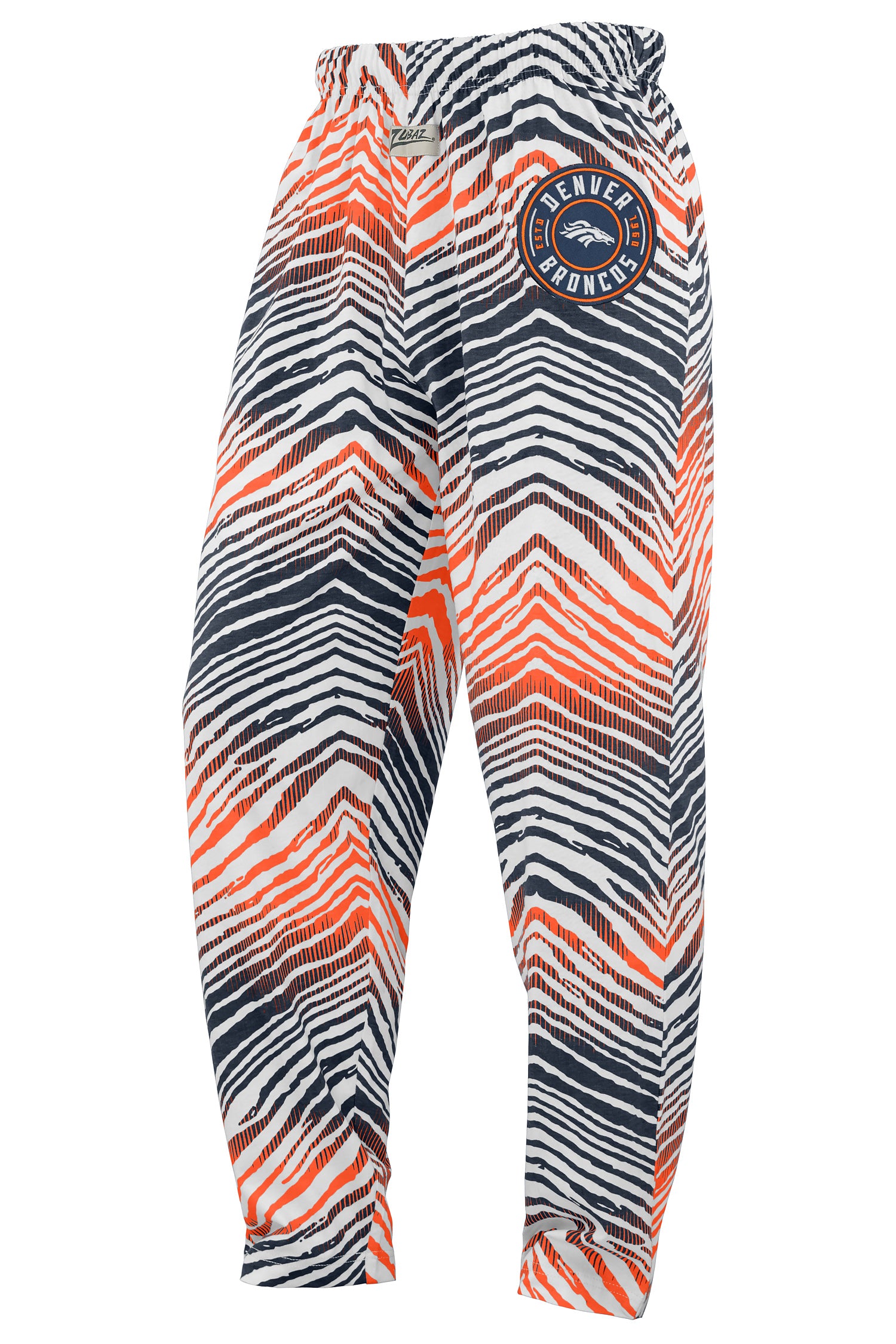 Zubaz NFL Adult Unisex Z88 Embroidered Zebra Ombre TMC Pants, Denver Broncos